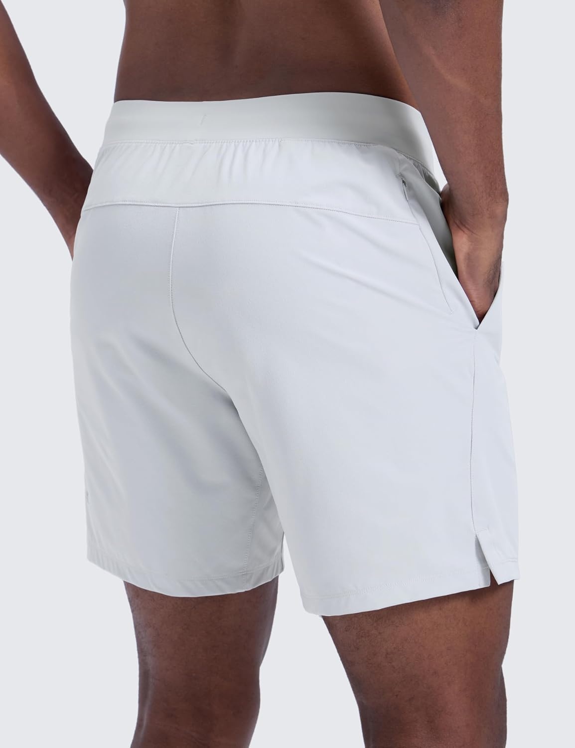 image:imageCRZ YOGA Mens Linerless Motion Shorts 7 Side Split Workout Daily Quick Dry for Gym Athletic Casual with PocketsPlatinum Grey