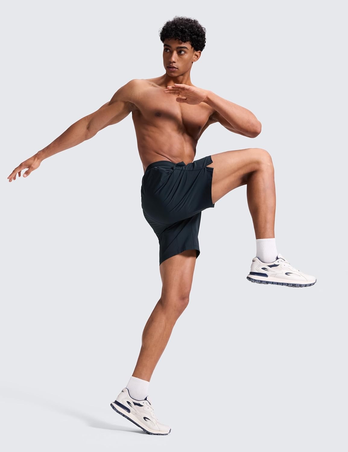 image:imageCRZ YOGA Mens Linerless Motion Shorts 7 Side Split Workout Daily Quick Dry for Gym Athletic Casual with PocketsTrue Navy