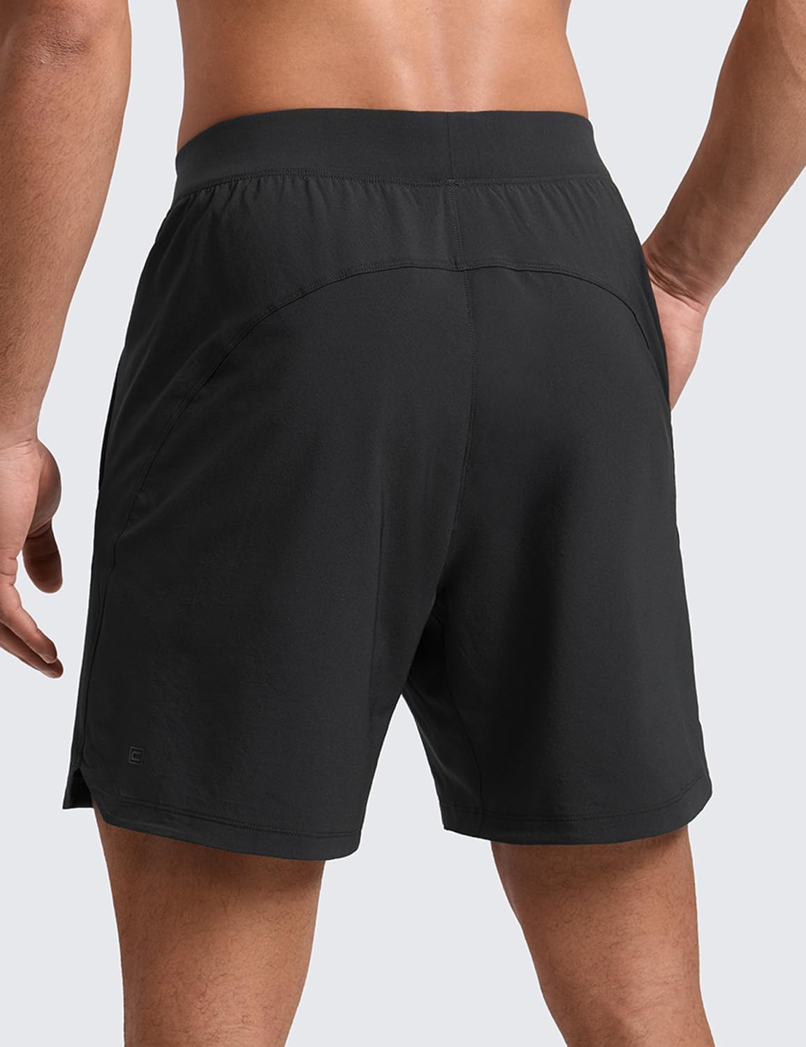 image:imageCRZ YOGA Mens Linerless Split Training Shorts 7 Lightweight Quick Dry Soft Workout Running Athletic Gym with PocketsBlack