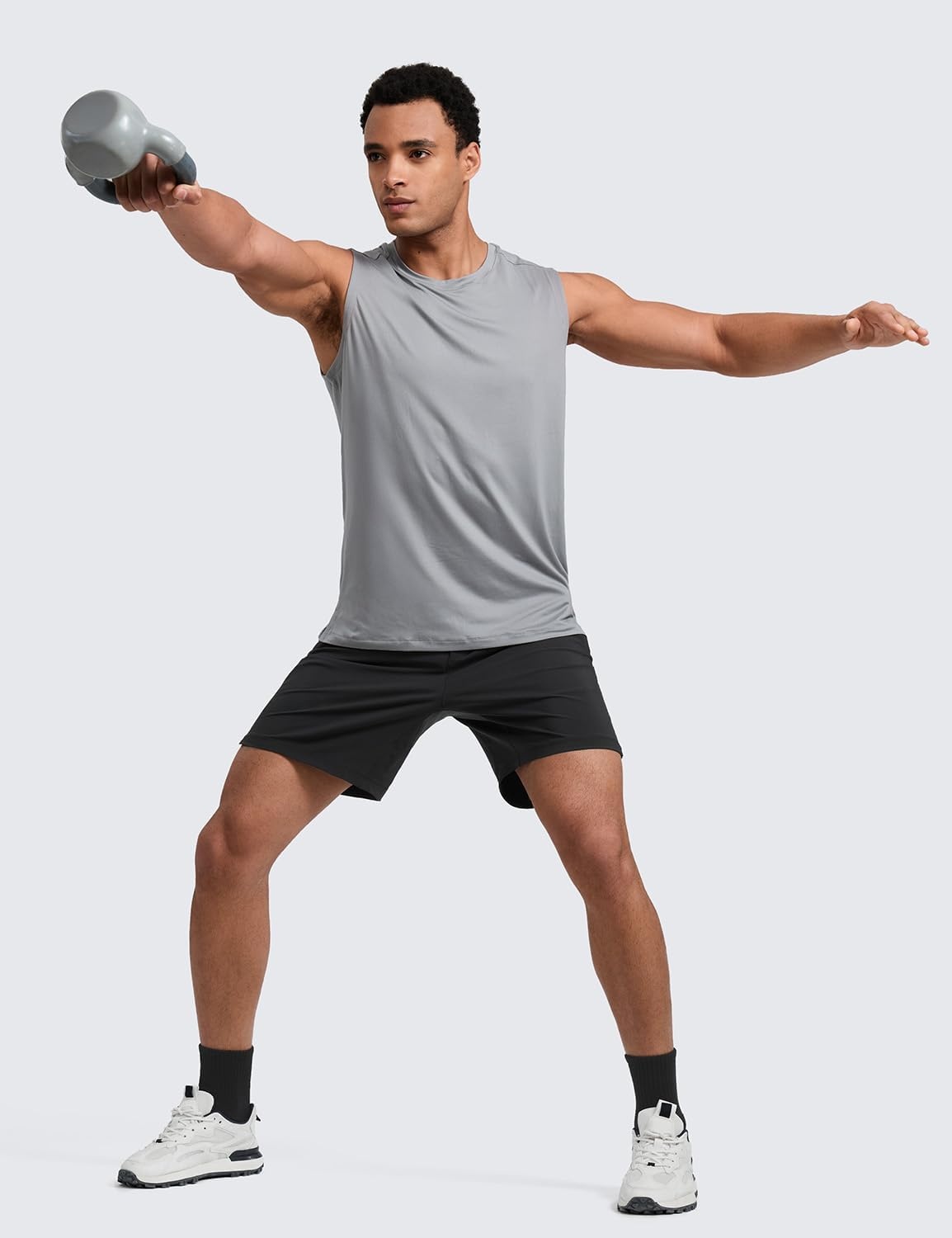 image:imageCRZ YOGA Mens Linerless Split Training Shorts 7 Lightweight Quick Dry Soft Workout Running Athletic Gym with PocketsBlack