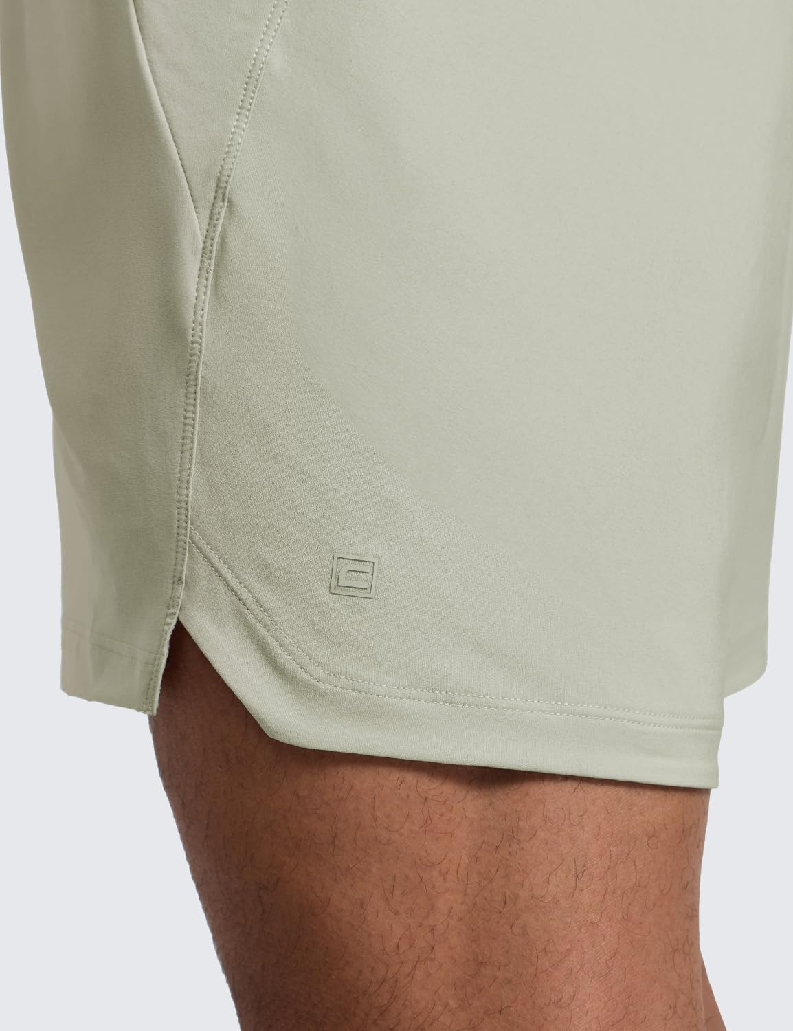 image:imageCRZ YOGA Mens Linerless Split Training Shorts 7 Lightweight Quick Dry Soft Workout Running Athletic Gym with PocketsFog Green