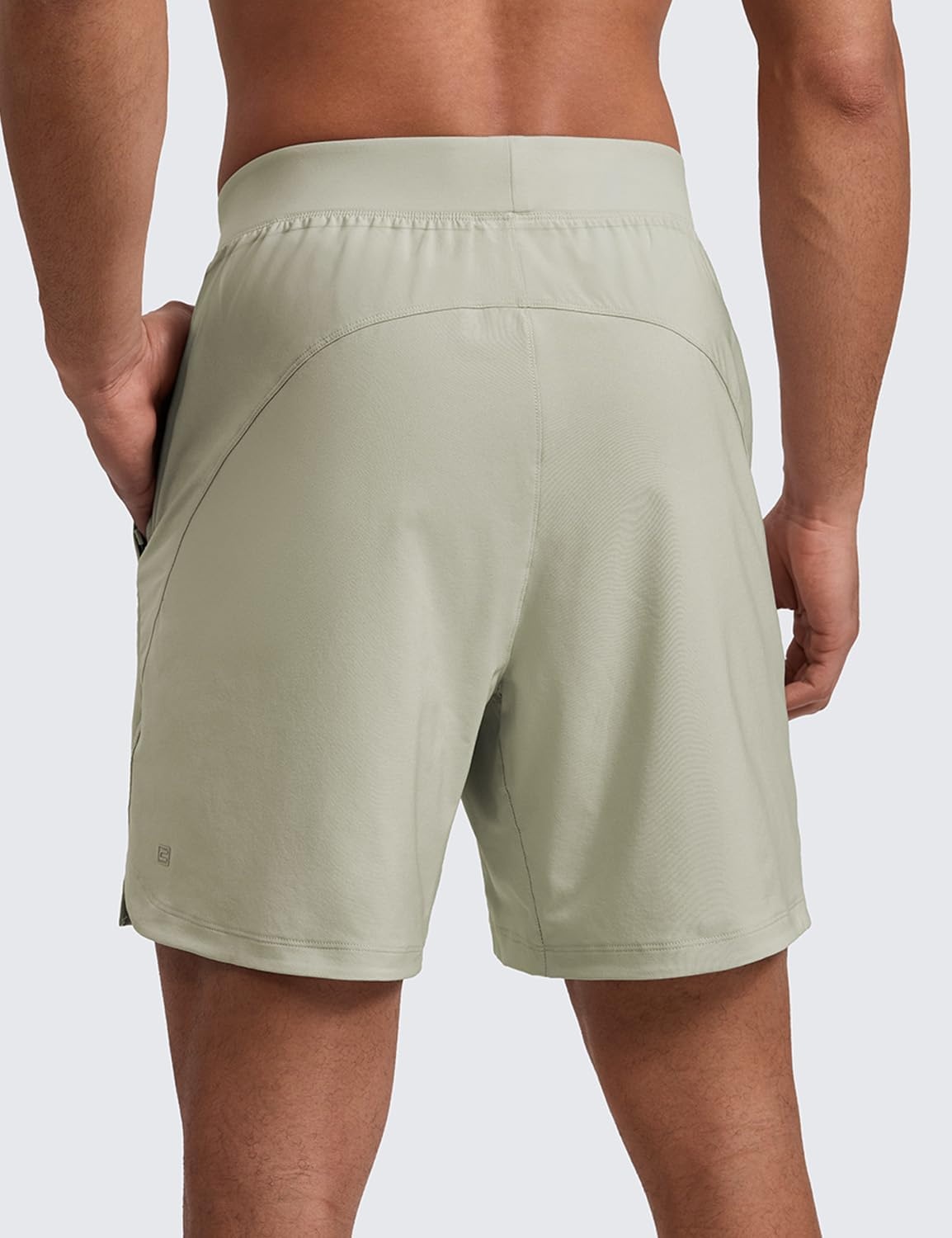 image:imageCRZ YOGA Mens Linerless Split Training Shorts 7 Lightweight Quick Dry Soft Workout Running Athletic Gym with PocketsFog Green