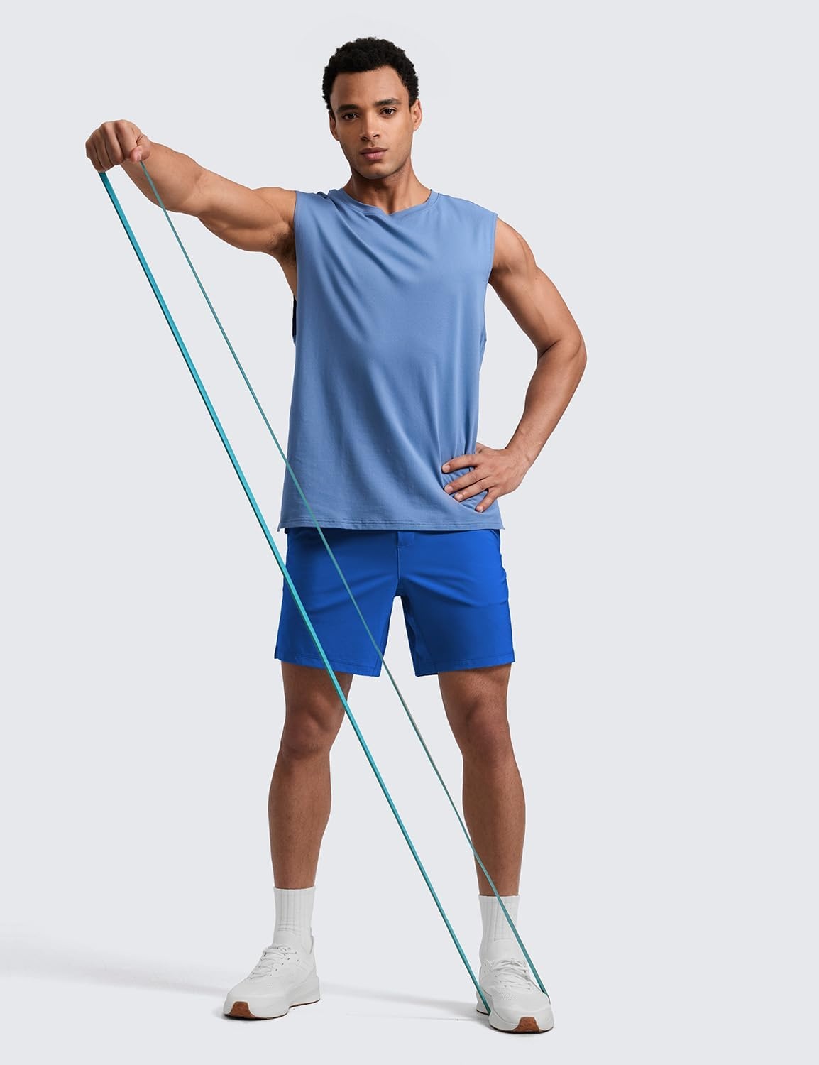 image:imageCRZ YOGA Mens Linerless Split Training Shorts 7 Lightweight Quick Dry Soft Workout Running Athletic Gym with PocketsGalactic Cobalt