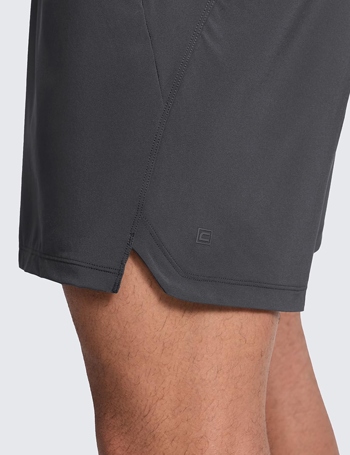 image:imageCRZ YOGA Mens Linerless Split Training Shorts 7 Lightweight Quick Dry Soft Workout Running Athletic Gym with PocketsGraphite Grey