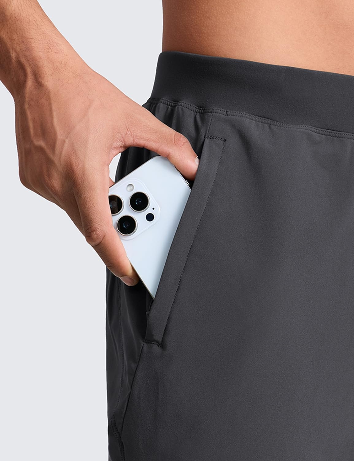 image:imageCRZ YOGA Mens Linerless Split Training Shorts 7 Lightweight Quick Dry Soft Workout Running Athletic Gym with PocketsGraphite Grey