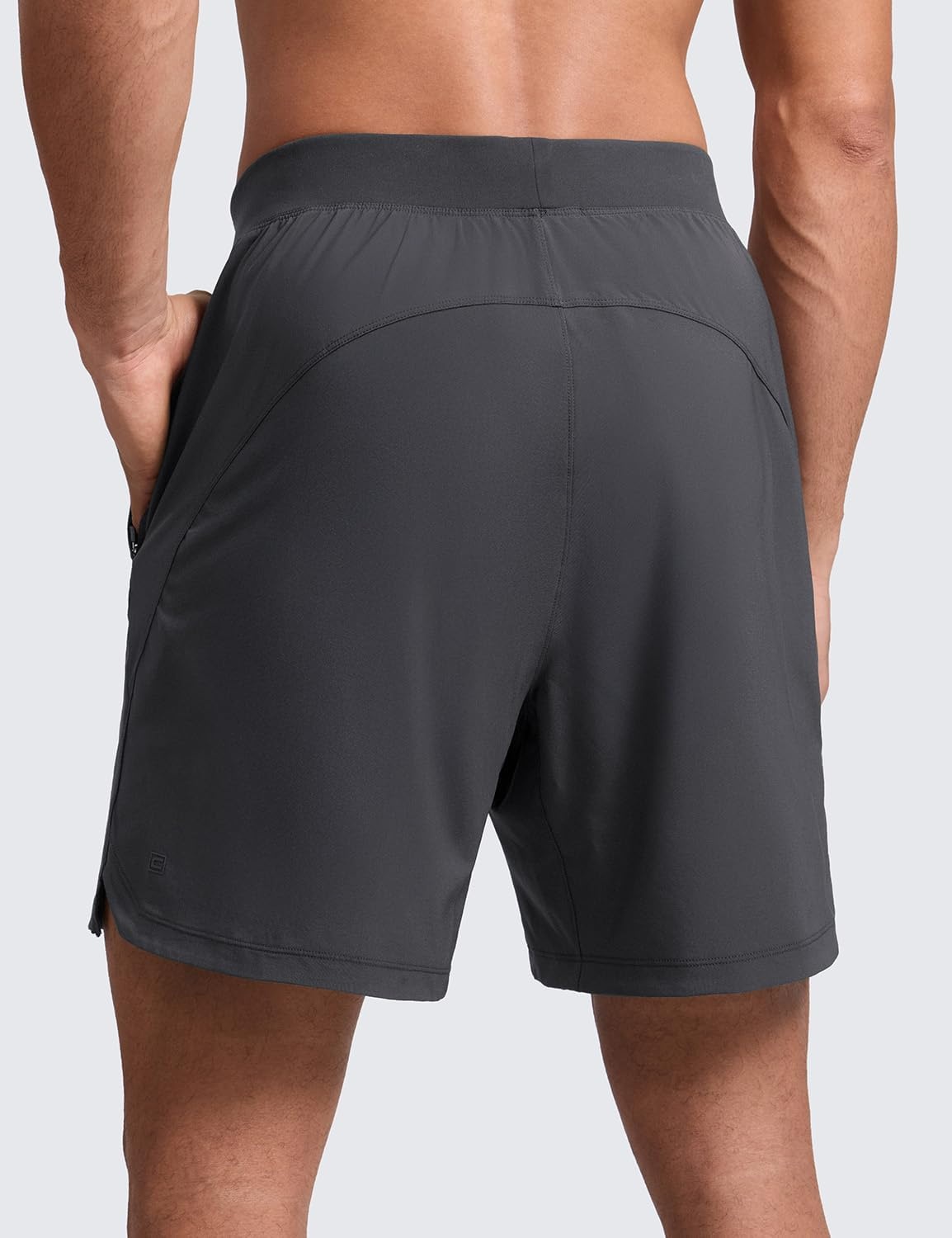 image:imageCRZ YOGA Mens Linerless Split Training Shorts 7 Lightweight Quick Dry Soft Workout Running Athletic Gym with PocketsGraphite Grey