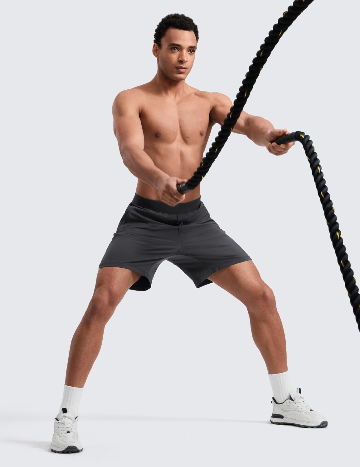 image:imageCRZ YOGA Mens Linerless Split Training Shorts 7 Lightweight Quick Dry Soft Workout Running Athletic Gym with PocketsGraphite Grey