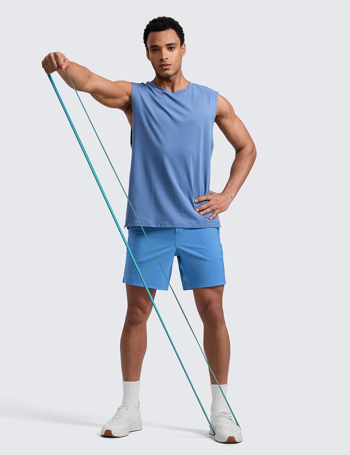 image:imageCRZ YOGA Mens Linerless Split Training Shorts 7 Lightweight Quick Dry Soft Workout Running Athletic Gym with PocketsParty Blue