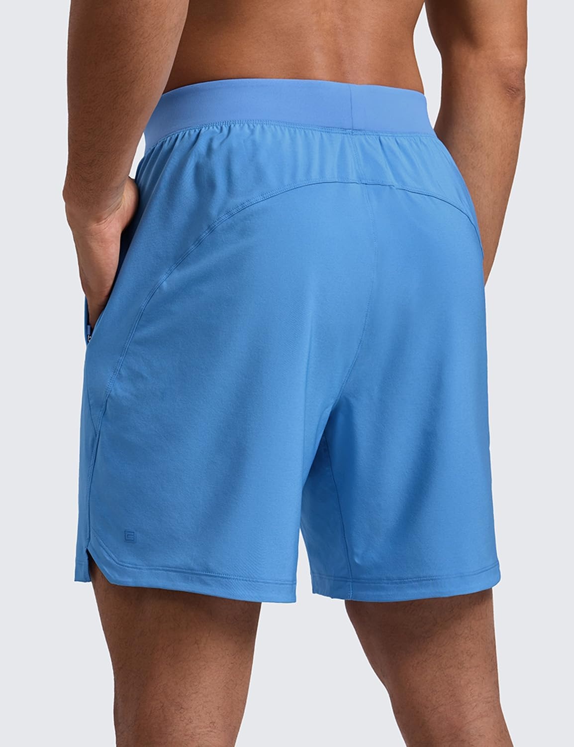 image:imageCRZ YOGA Mens Linerless Split Training Shorts 7 Lightweight Quick Dry Soft Workout Running Athletic Gym with PocketsParty Blue