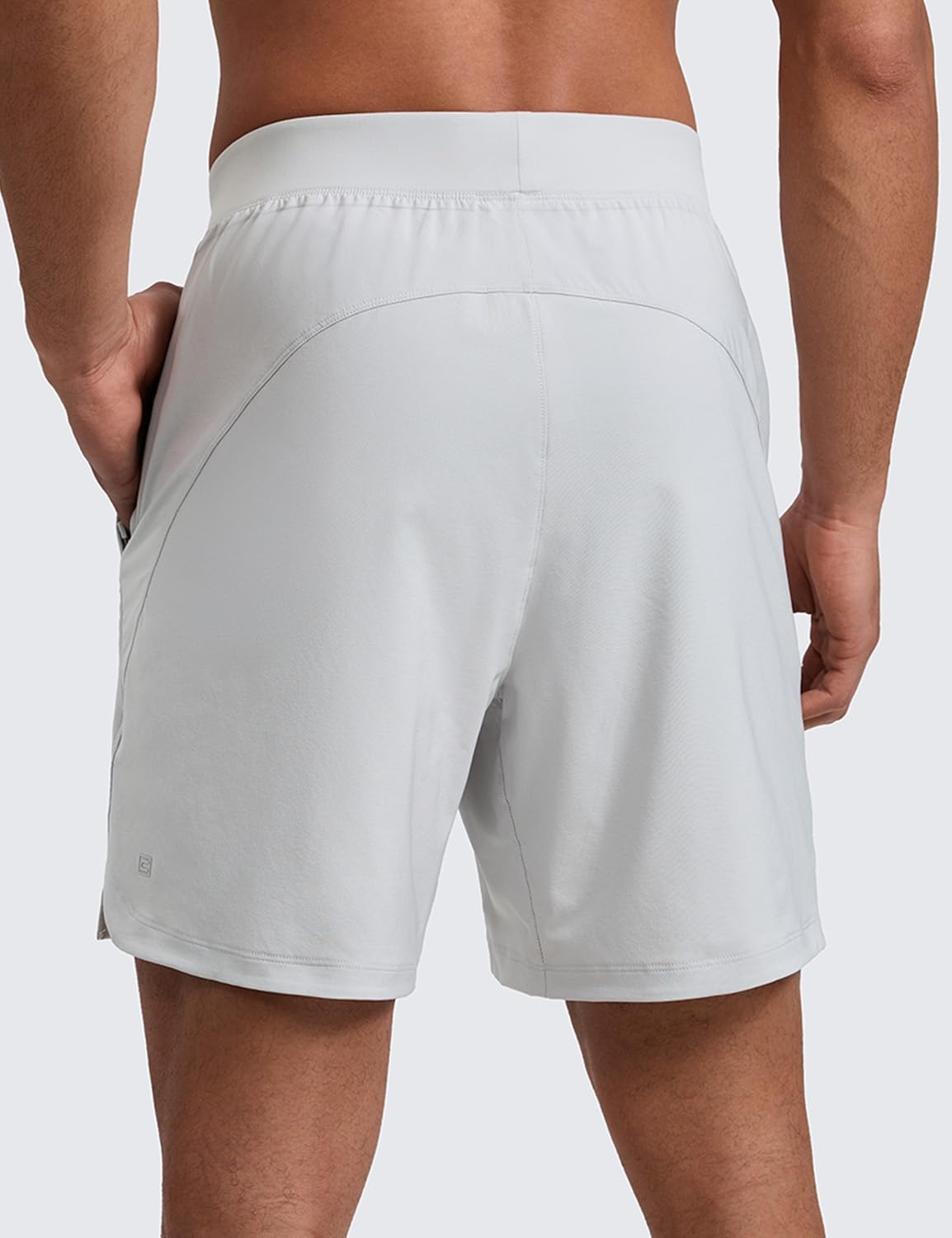 image:imageCRZ YOGA Mens Linerless Split Training Shorts 7 Lightweight Quick Dry Soft Workout Running Athletic Gym with PocketsPlatinum Grey
