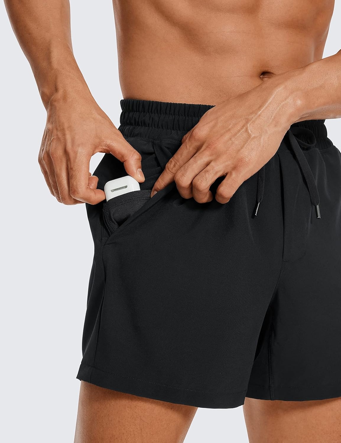 image:imageCRZ YOGA Mens Linerless Workout Shorts 5 Lightweight Quick Dry for Running Sports Athletic Gym with PocketsBlack