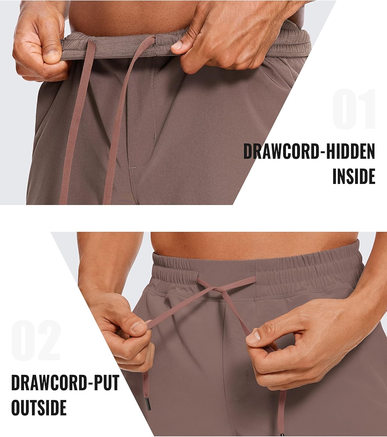 image:imageCRZ YOGA Mens Linerless Workout Shorts 5 Lightweight Quick Dry for Running Sports Athletic Gym with PocketsBrown Rock