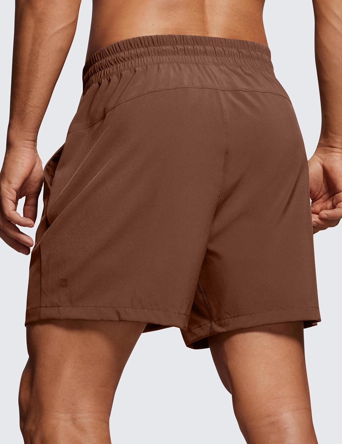 image:imageCRZ YOGA Mens Linerless Workout Shorts 5 Lightweight Quick Dry for Running Sports Athletic Gym with PocketsCoffee Brown