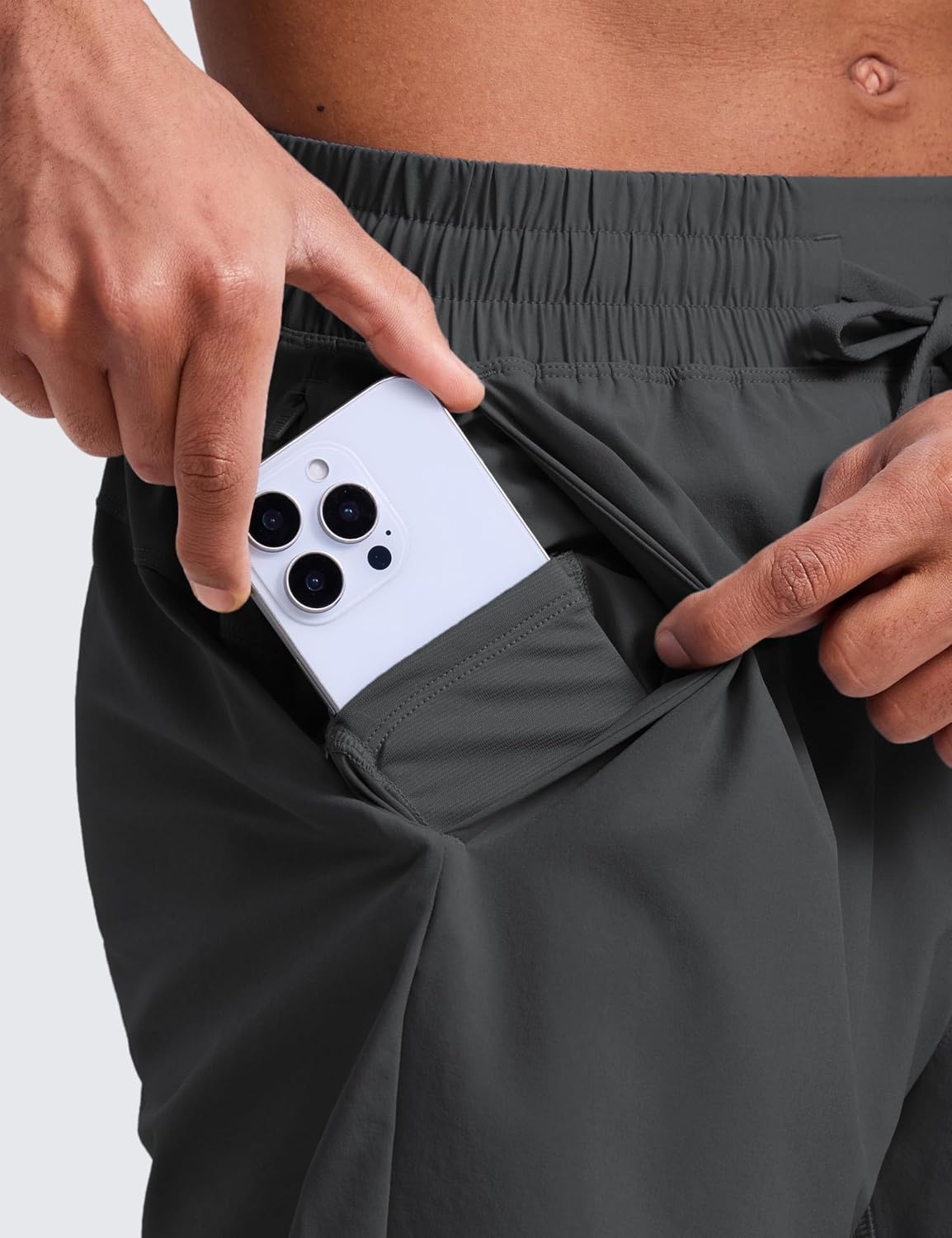 image:imageCRZ YOGA Mens Linerless Workout Shorts 5 Lightweight Quick Dry for Running Sports Athletic Gym with PocketsInk Gray