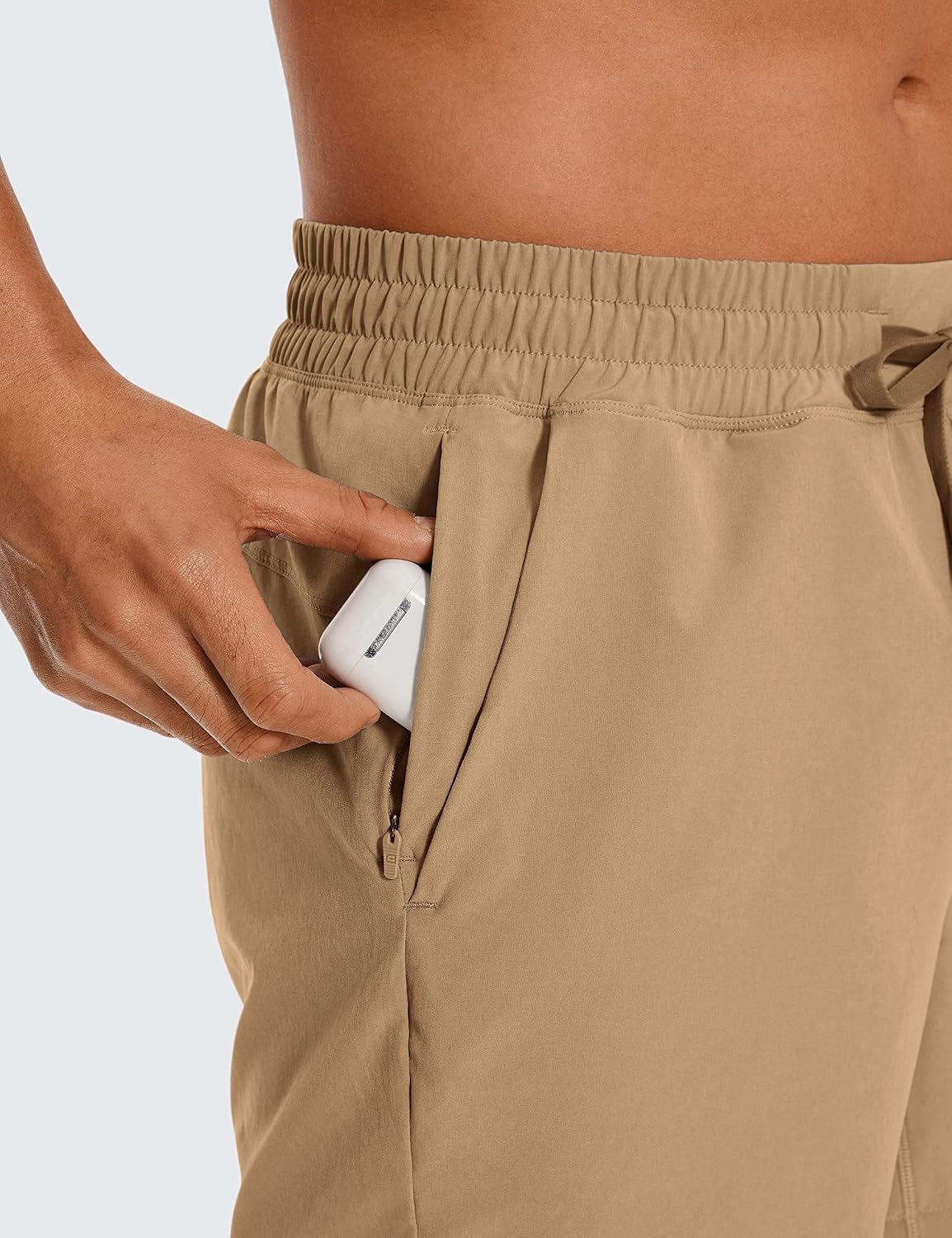 image:imageCRZ YOGA Mens Linerless Workout Shorts 5 Lightweight Quick Dry for Running Sports Athletic Gym with PocketsKhaki Sand