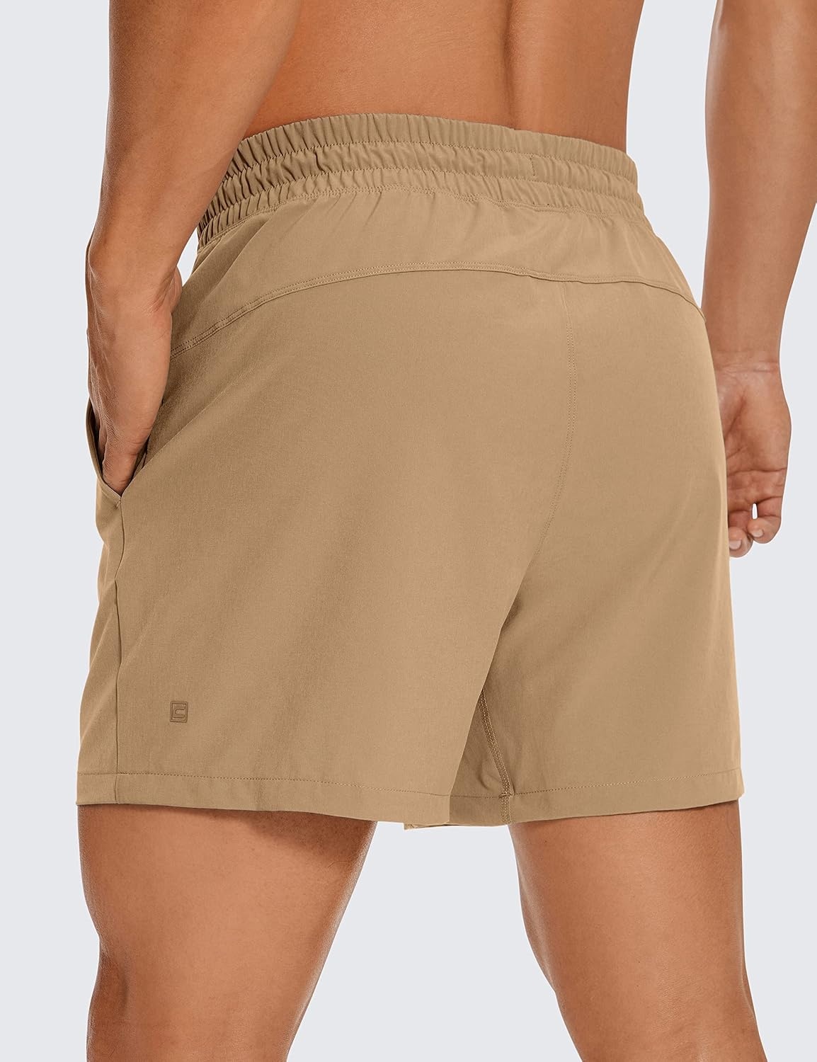 image:imageCRZ YOGA Mens Linerless Workout Shorts 5 Lightweight Quick Dry for Running Sports Athletic Gym with PocketsKhaki Sand