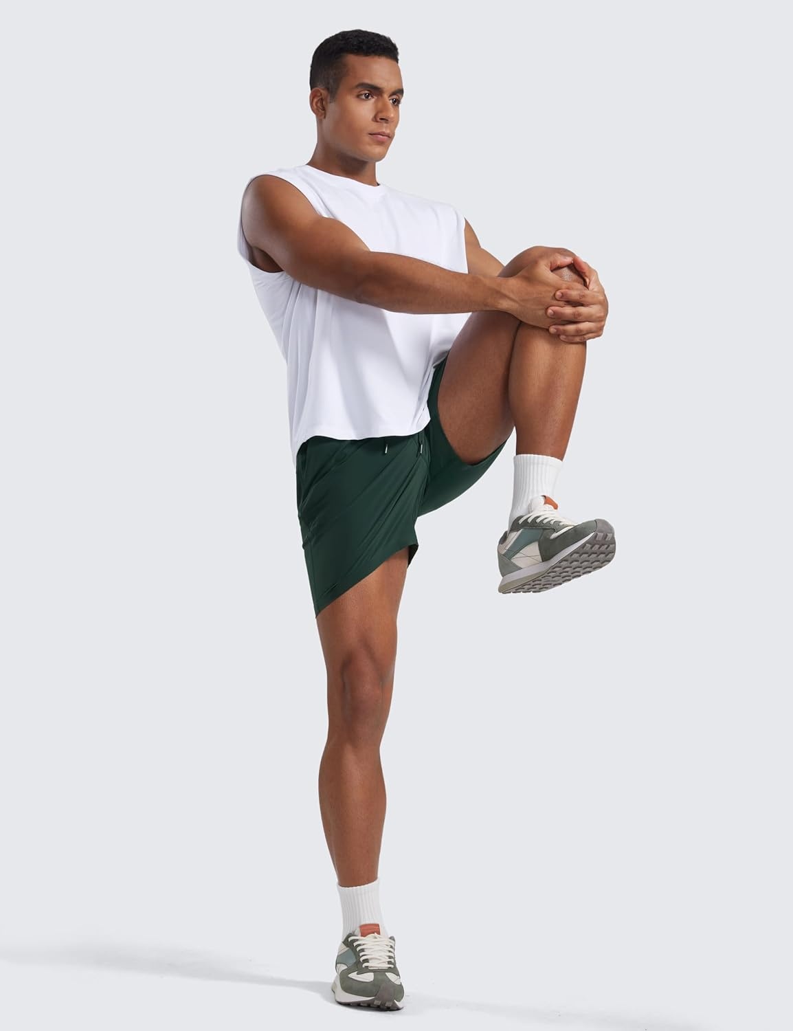 image:imageCRZ YOGA Mens Linerless Workout Shorts 5 Lightweight Quick Dry for Running Sports Athletic Gym with PocketsLegend Green