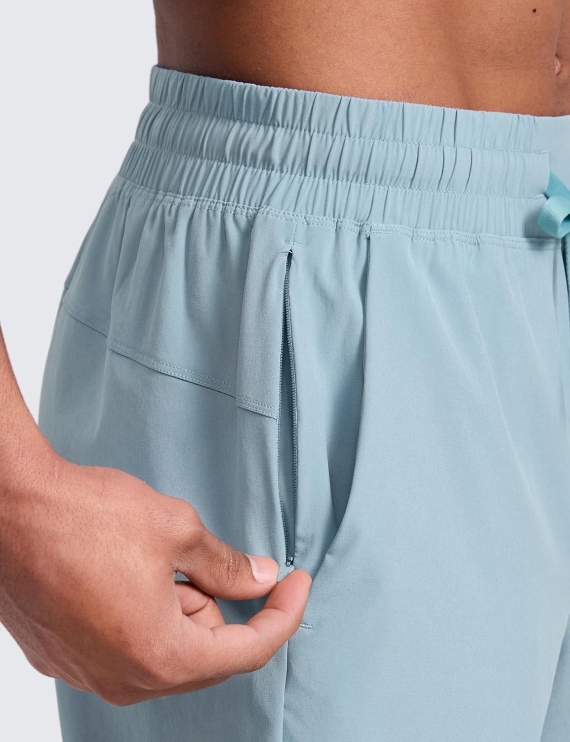 image:imageCRZ YOGA Mens Linerless Workout Shorts 5 Lightweight Quick Dry for Running Sports Athletic Gym with PocketsLight Grayish Blue
