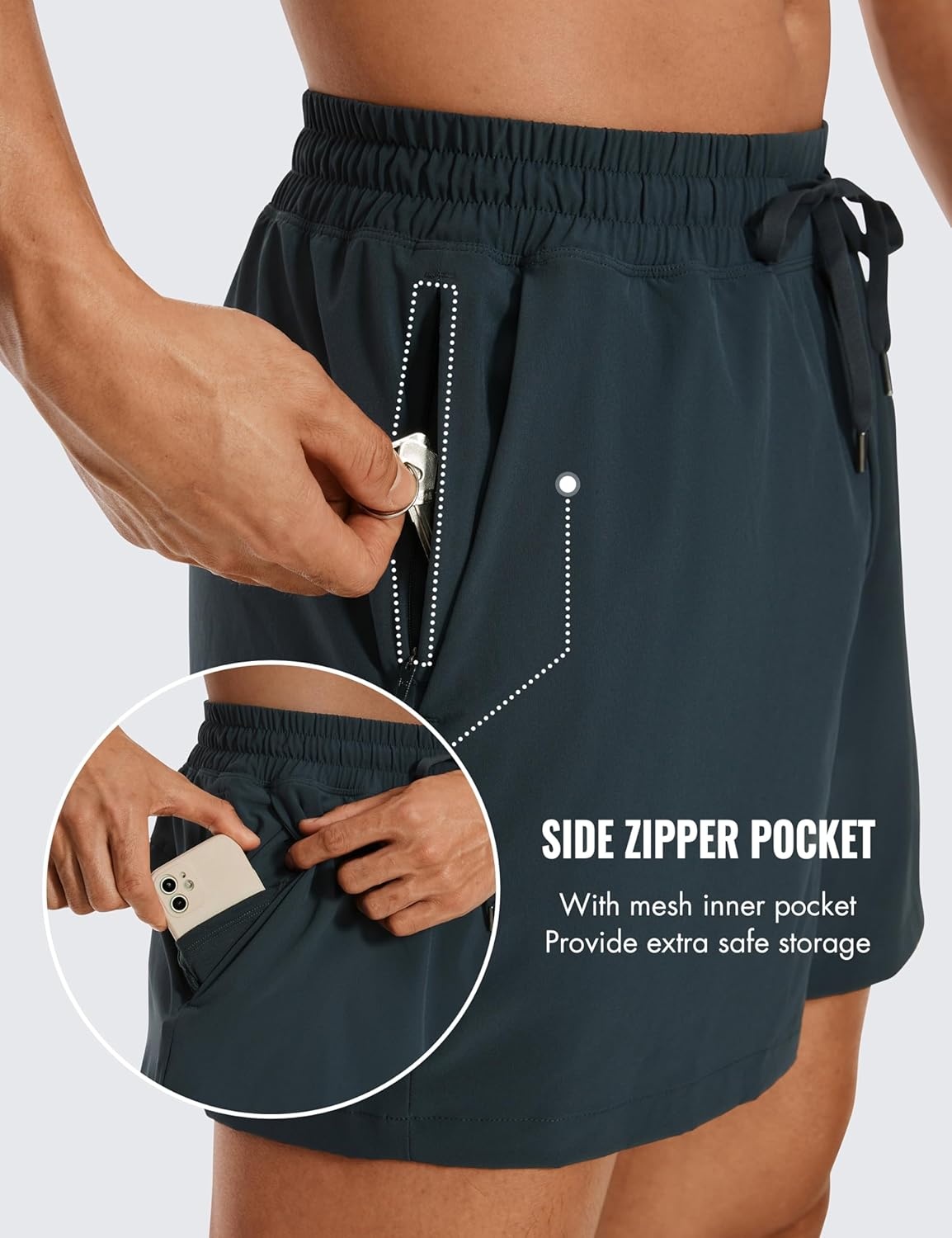 image:imageCRZ YOGA Mens Linerless Workout Shorts 5 Lightweight Quick Dry for Running Sports Athletic Gym with PocketsMelanite
