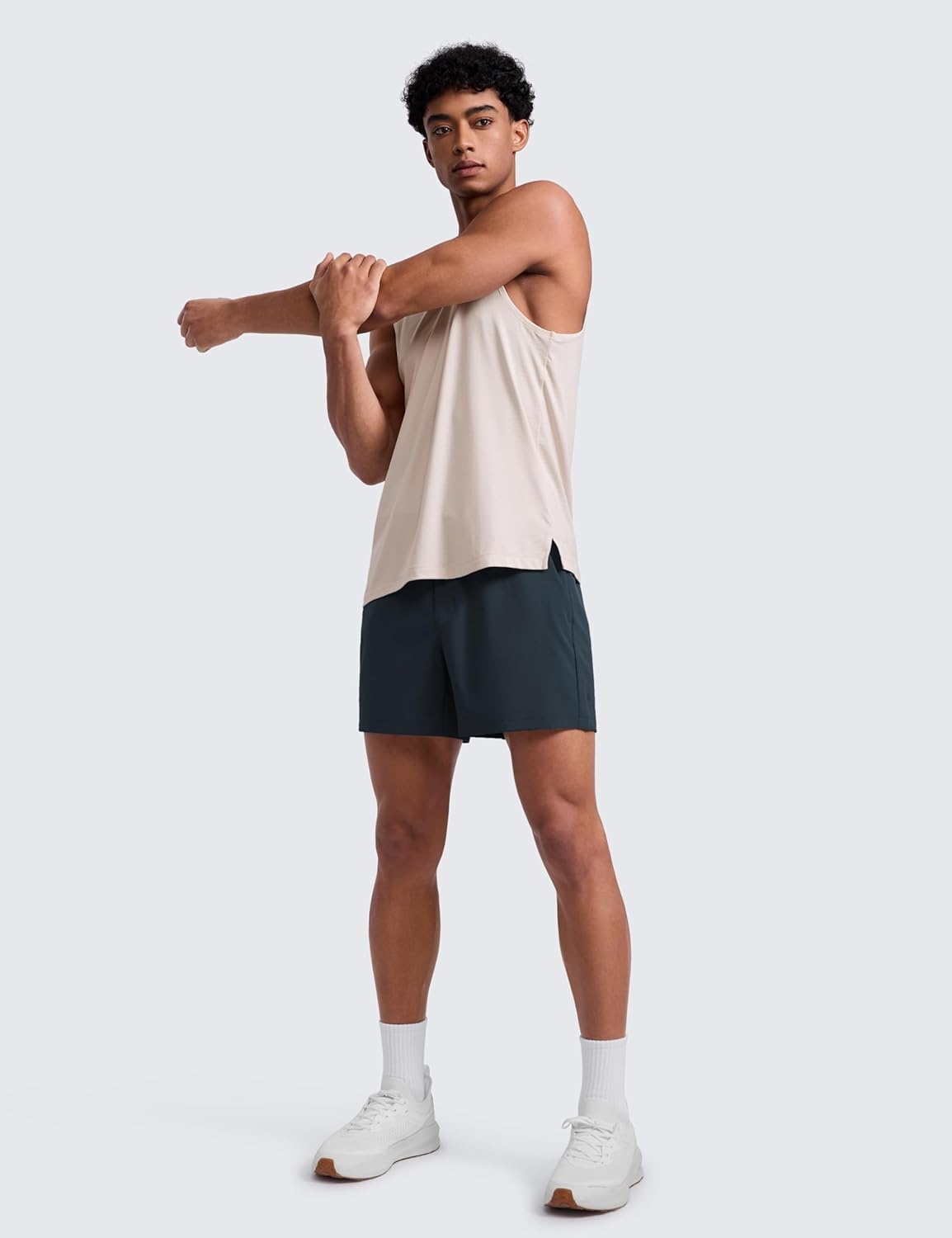 image:imageCRZ YOGA Mens Linerless Workout Shorts 5 Lightweight Quick Dry for Running Sports Athletic Gym with PocketsTrue Navy