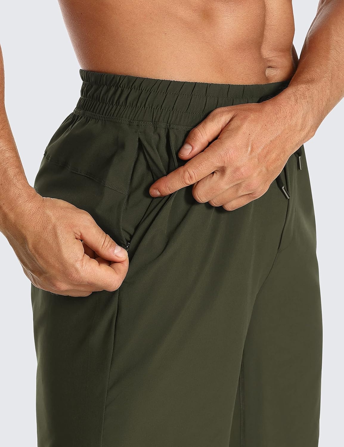 image:imageCRZ YOGA Mens Linerless Workout Shorts 7 Quick Dry for Running Sports Athletic Gym with PocketsDark Olive