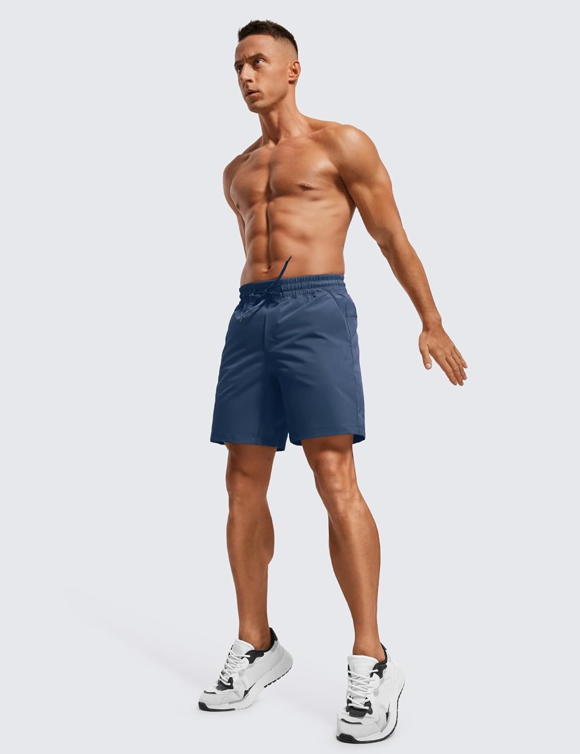 image:imageCRZ YOGA Mens Linerless Workout Shorts 7 Quick Dry for Running Sports Athletic Gym with PocketsElectric Blue