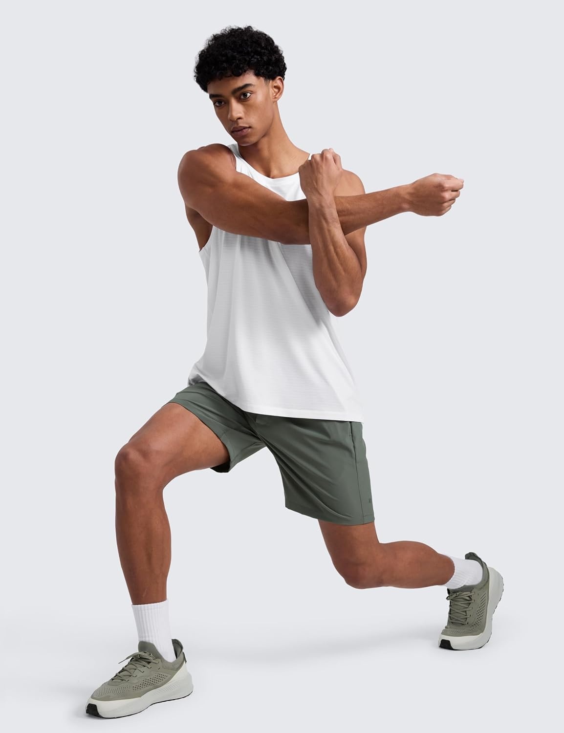 image:imageCRZ YOGA Mens Linerless Workout Shorts 7 Quick Dry for Running Sports Athletic Gym with PocketsGrey Sage