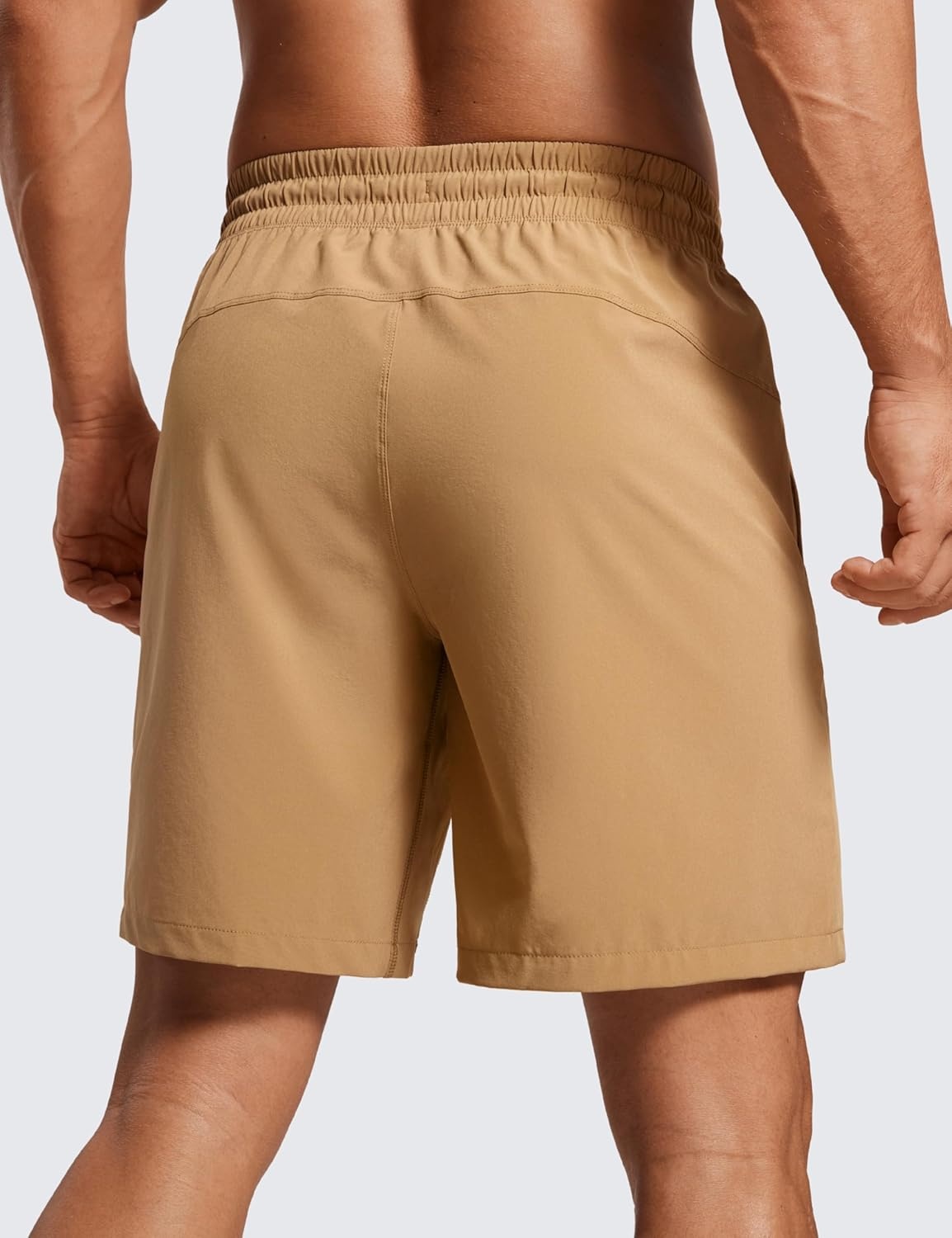 image:imageCRZ YOGA Mens Linerless Workout Shorts 7 Quick Dry for Running Sports Athletic Gym with PocketsKhaki Sand
