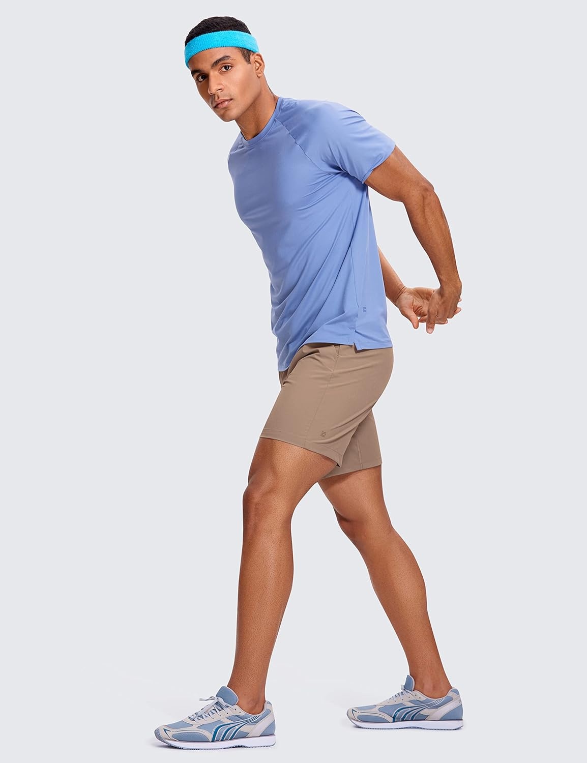 image:imageCRZ YOGA Mens Linerless Workout Shorts 7 Quick Dry for Running Sports Athletic Gym with PocketsMineral Brown