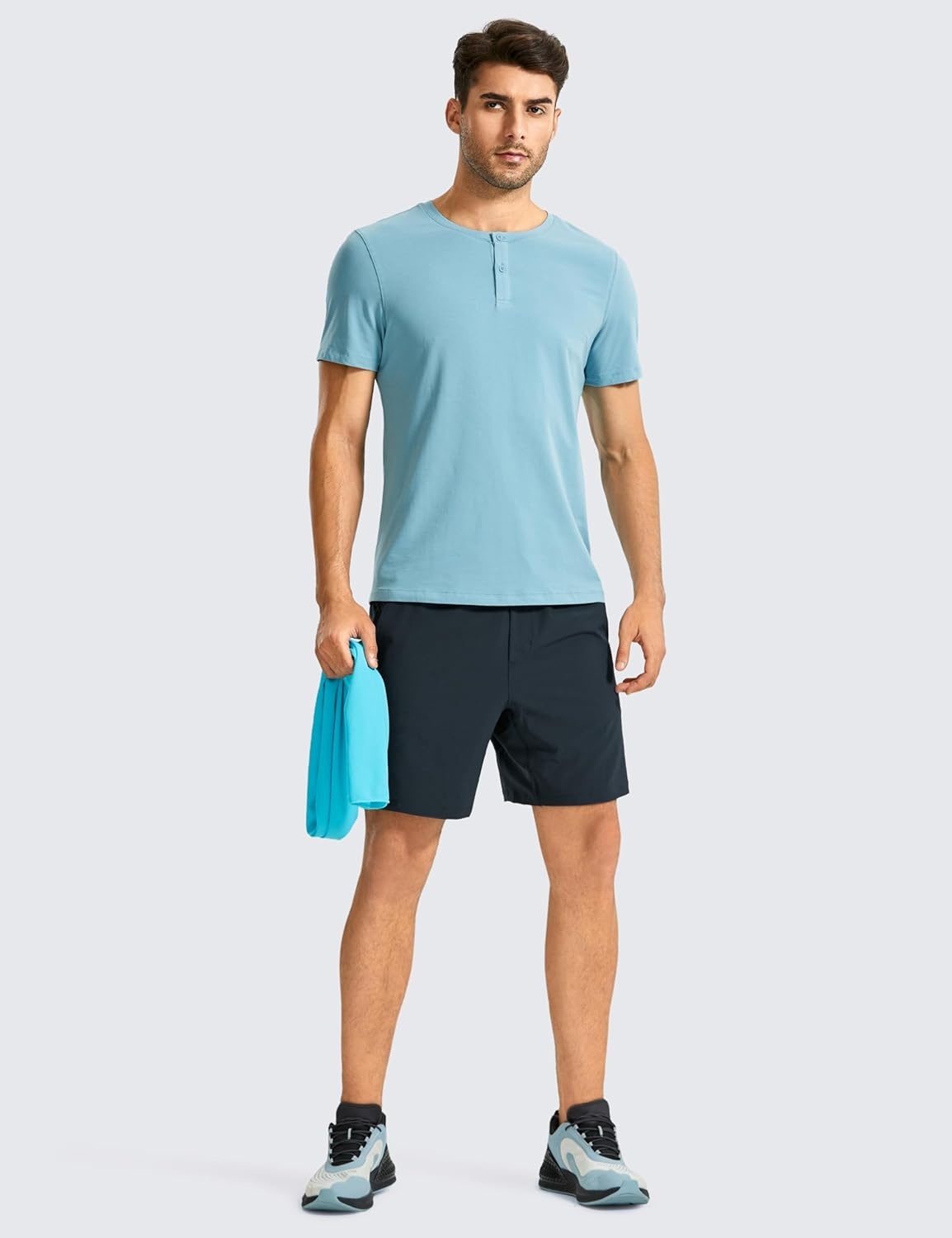 image:imageCRZ YOGA Mens Linerless Workout Shorts 7 Quick Dry for Running Sports Athletic Gym with PocketsTrue Navy