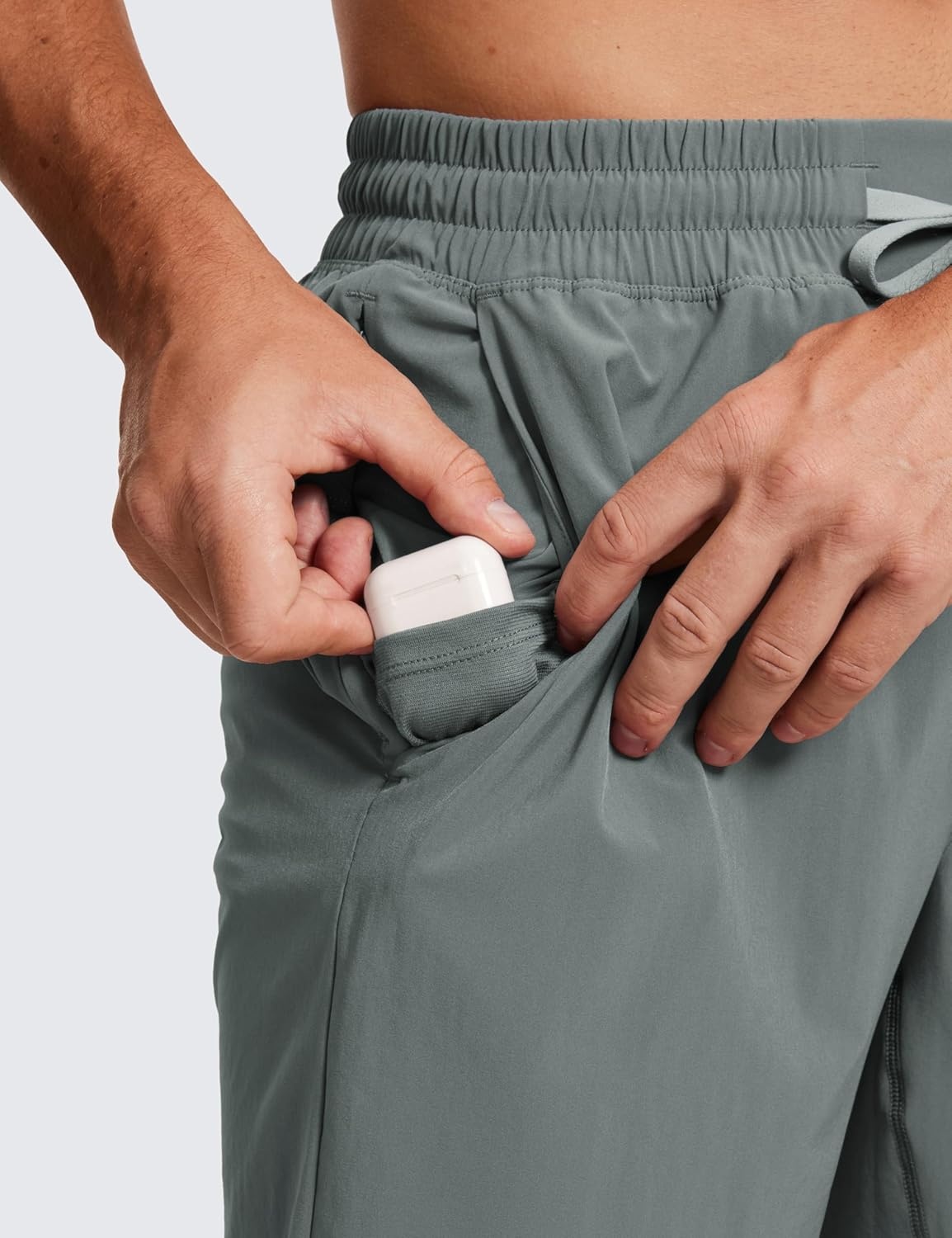 image:imageCRZ YOGA Mens Linerless Workout Shorts 9 Quick Dry for Running Sports Athletic Gym with PocketsGrey Sage