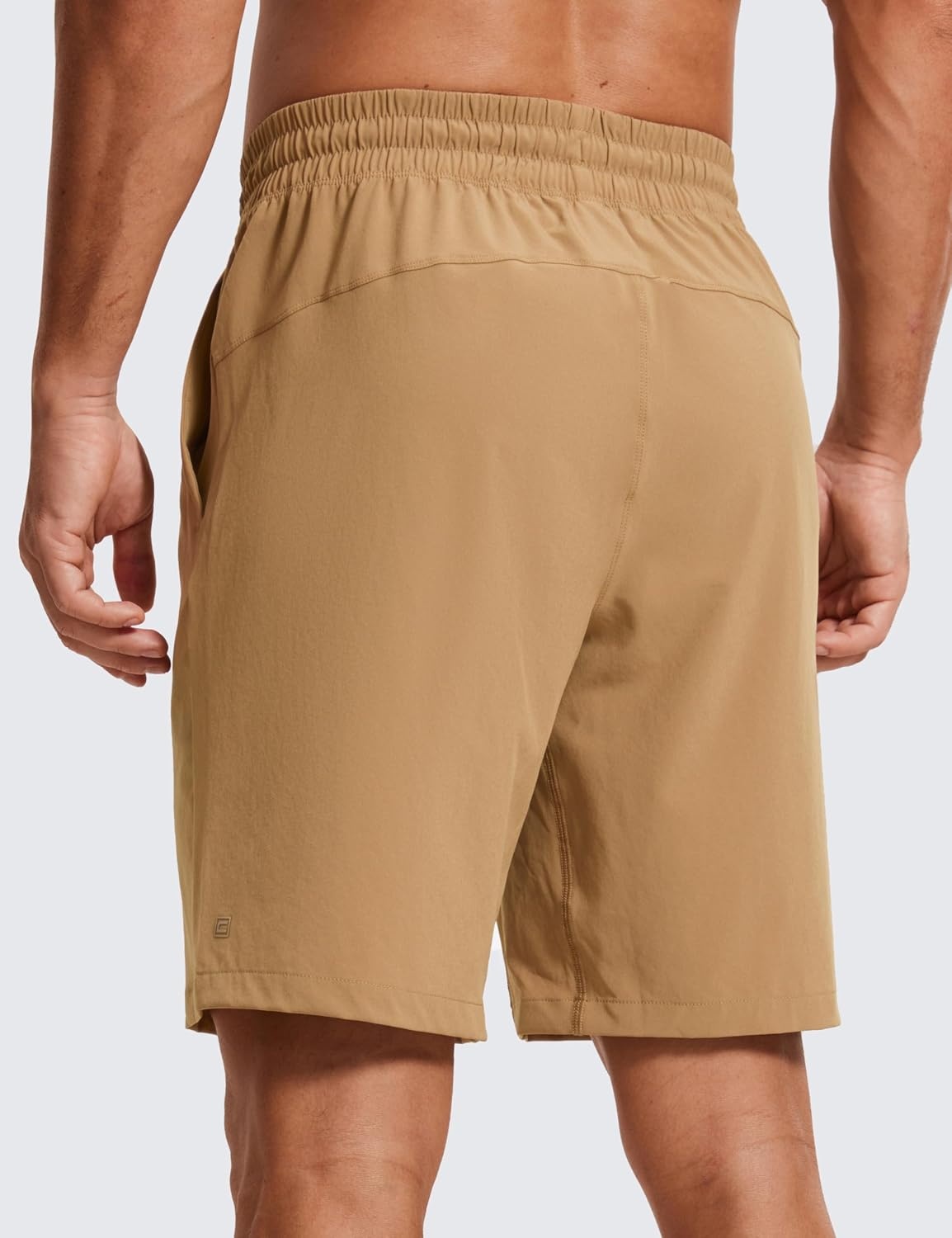 image:imageCRZ YOGA Mens Linerless Workout Shorts 9 Quick Dry for Running Sports Athletic Gym with PocketsKhaki Sand