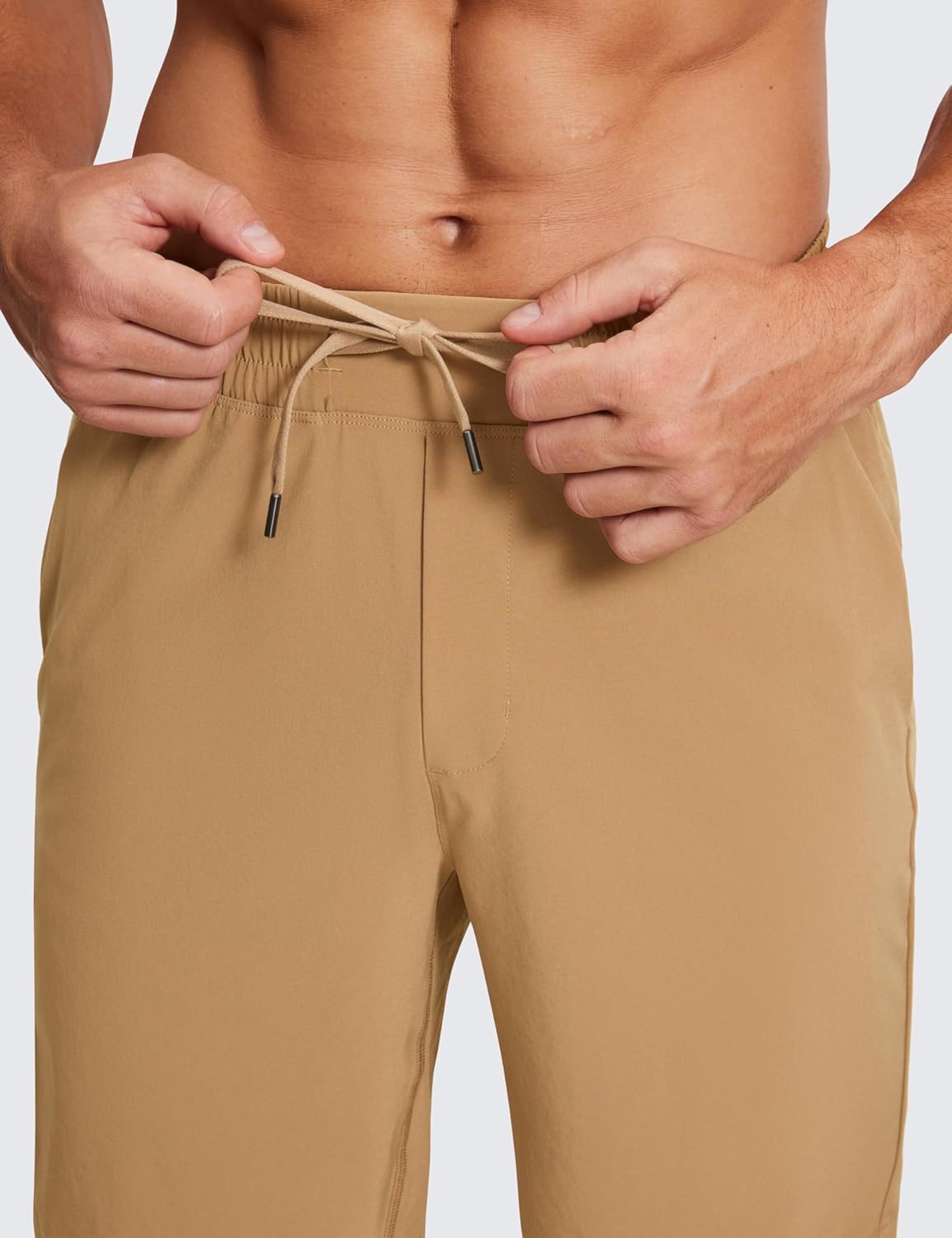image:imageCRZ YOGA Mens Linerless Workout Shorts 9 Quick Dry for Running Sports Athletic Gym with PocketsKhaki Sand