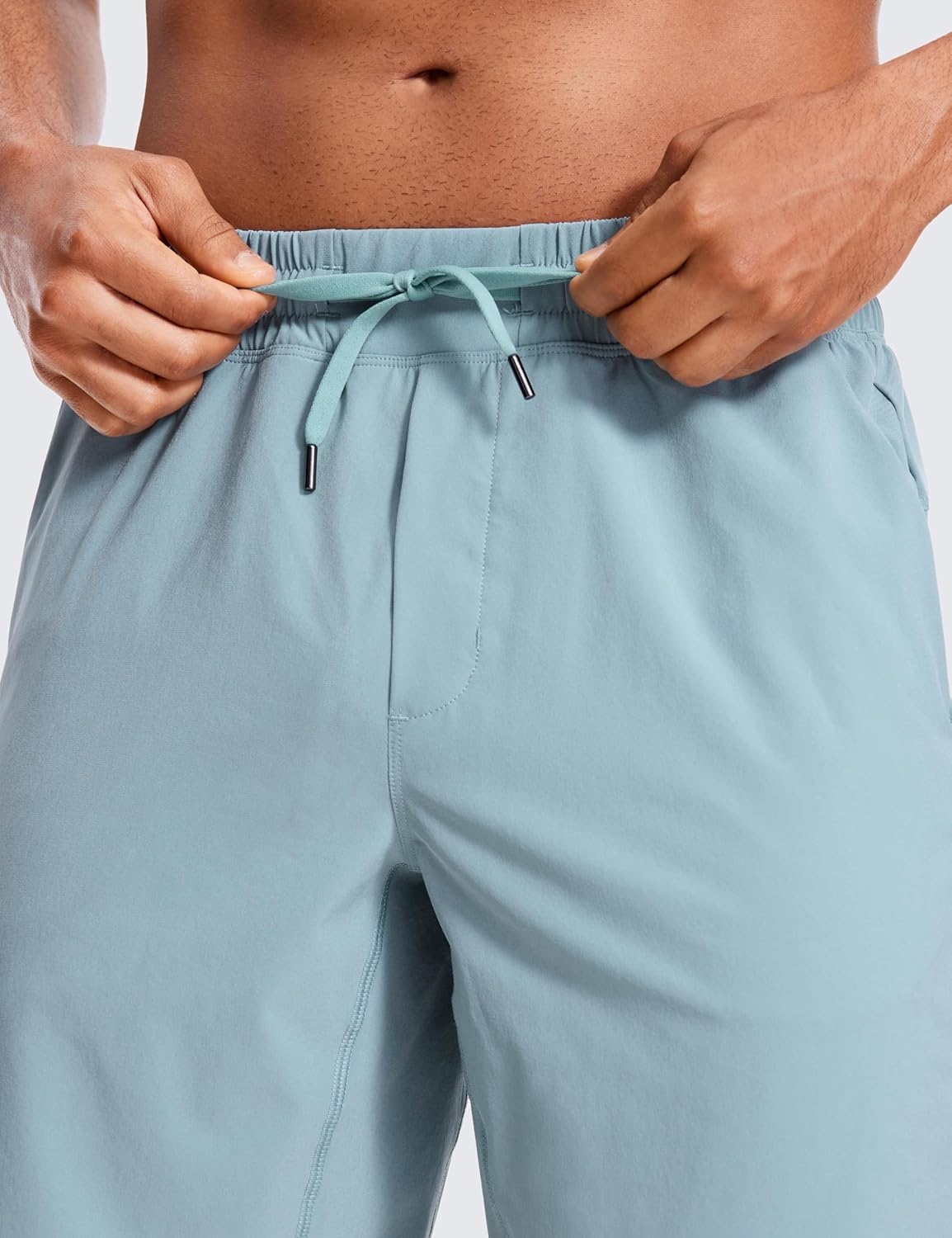 image:imageCRZ YOGA Mens Linerless Workout Shorts 9 Quick Dry for Running Sports Athletic Gym with PocketsLight Grayish Blue