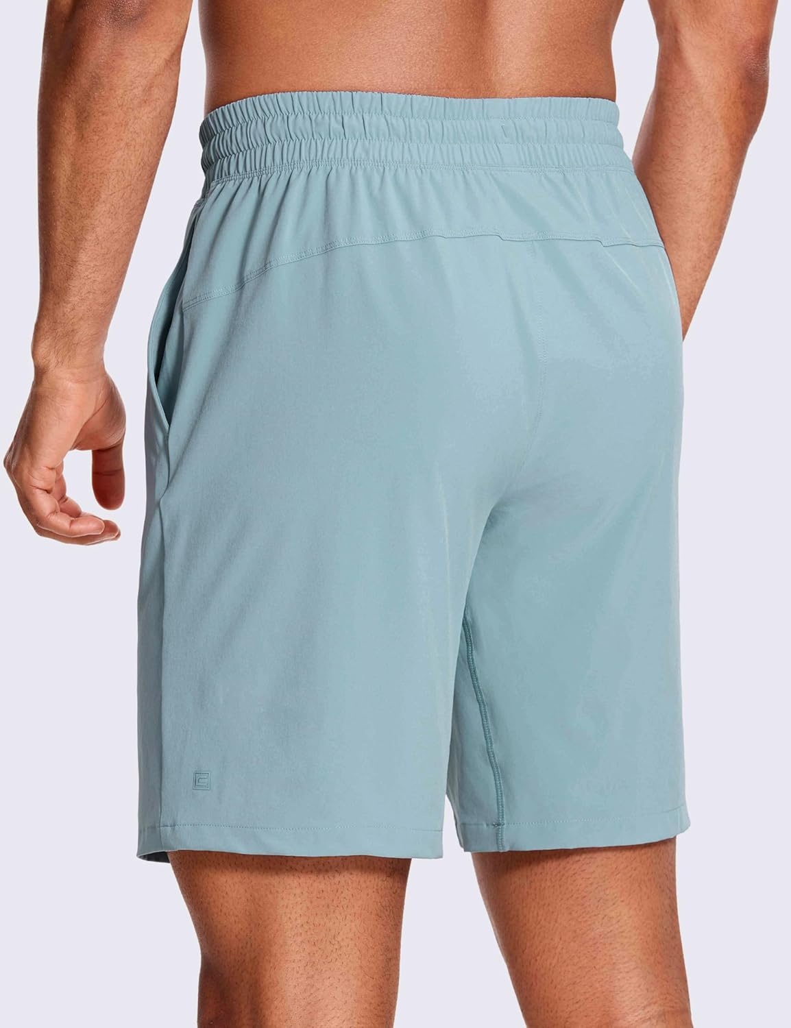 image:imageCRZ YOGA Mens Linerless Workout Shorts 9 Quick Dry for Running Sports Athletic Gym with PocketsLight Grayish Blue