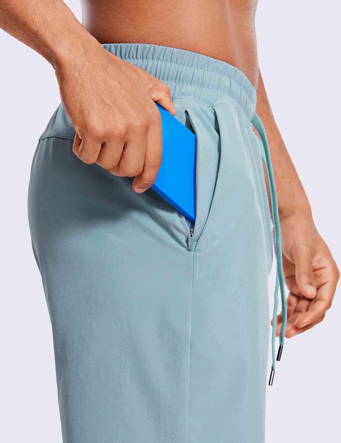 image:imageCRZ YOGA Mens Linerless Workout Shorts 9 Quick Dry for Running Sports Athletic Gym with PocketsLight Grayish Blue