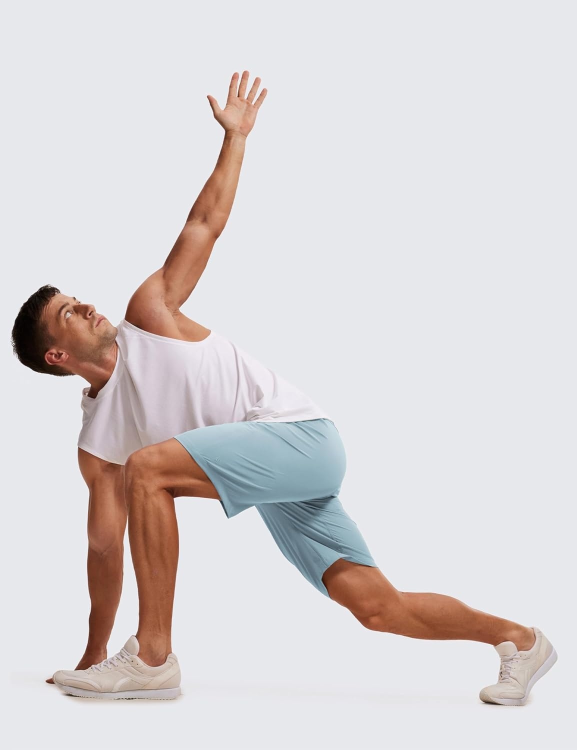 image:imageCRZ YOGA Mens Linerless Workout Shorts 9 Quick Dry for Running Sports Athletic Gym with PocketsLight Grayish Blue