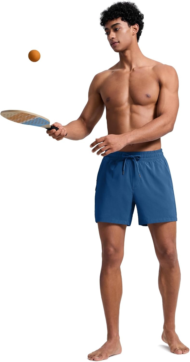 image:imageCRZ YOGA Mens Swim Trunks 57 Mesh Liner Quick Dry Beach Sports Casual Swimwear Shorts with PocketsFrench Navy