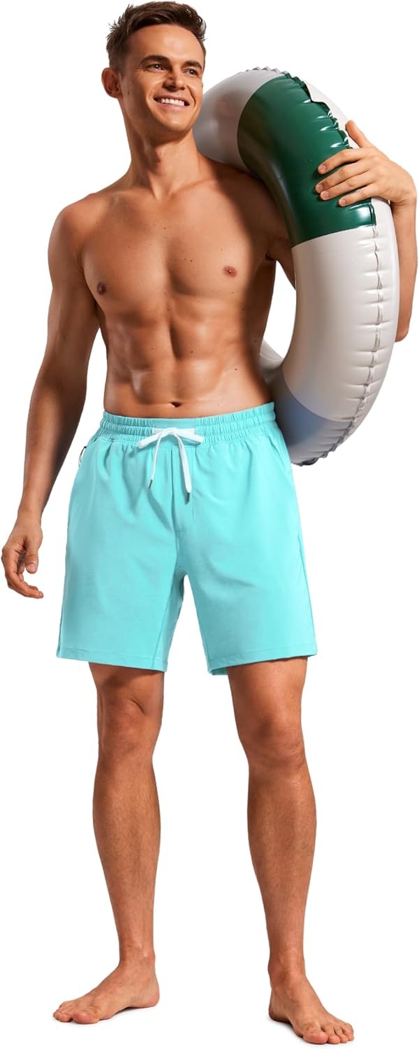 image:imageCRZ YOGA Mens Swim Trunks 57 Mesh Liner Quick Dry Beach Sports Casual Swimwear Shorts with PocketsTurquoise