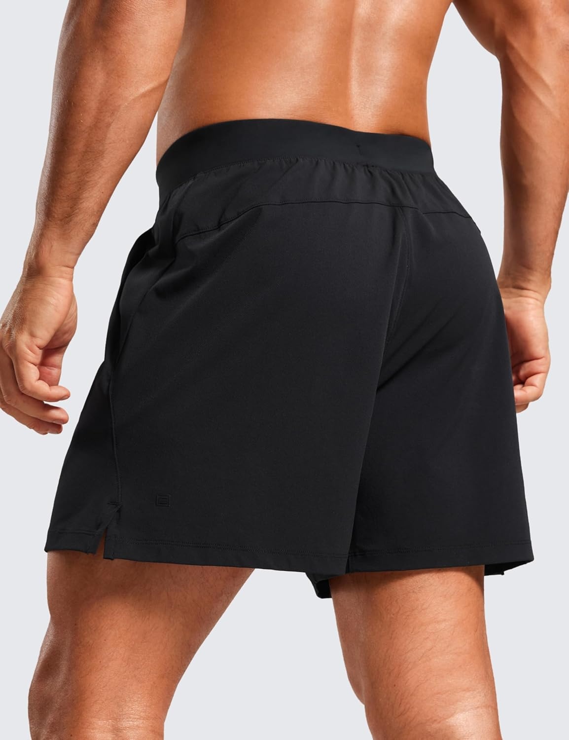image:imageCRZ YOGA Mens Texture Training Shorts 5 Side Split Quick Dry Lightweight for Workout Running with Zipper PocketBlack