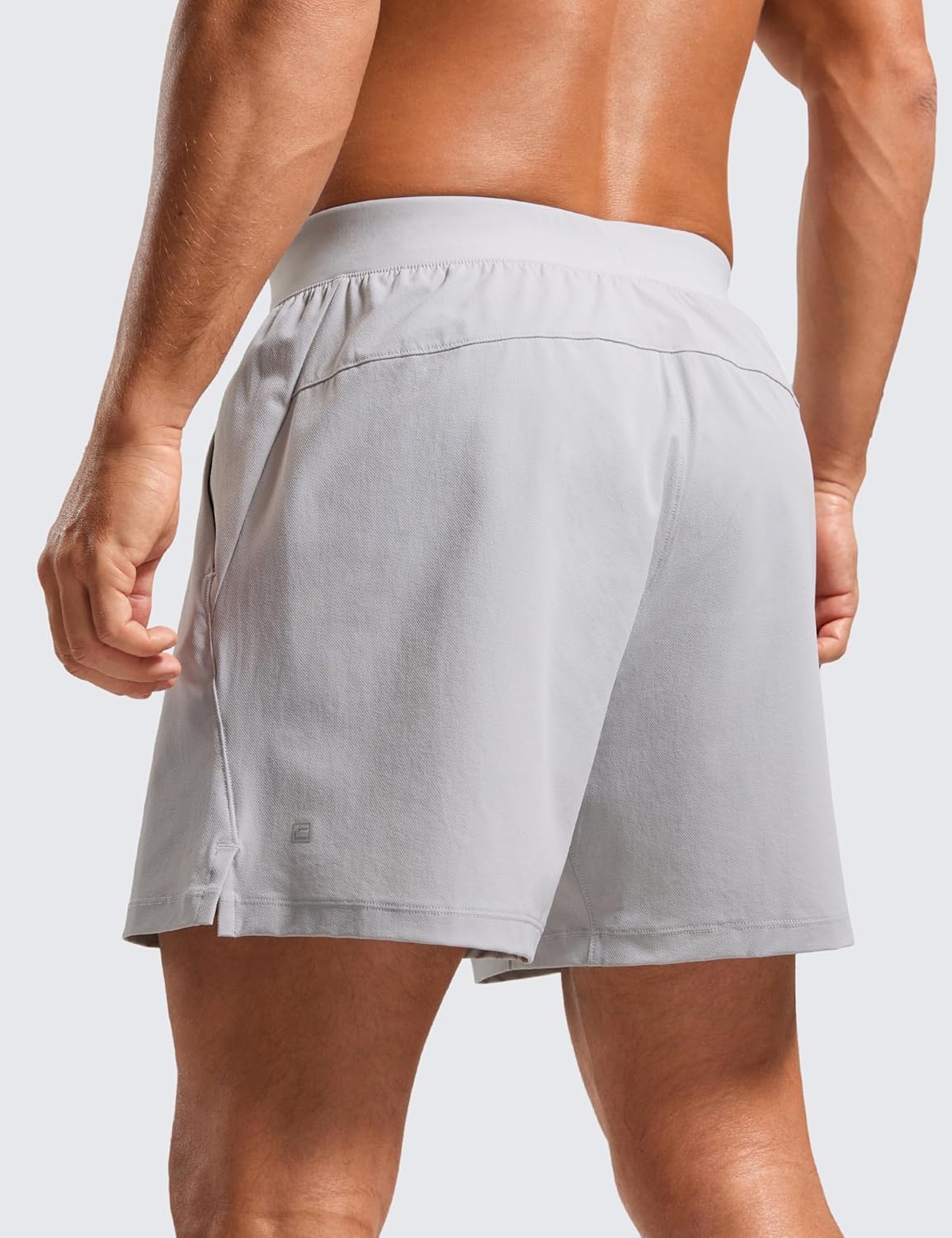 image:imageCRZ YOGA Mens Texture Training Shorts 5 Side Split Quick Dry Lightweight for Workout Running with Zipper PocketPlatinum Grey