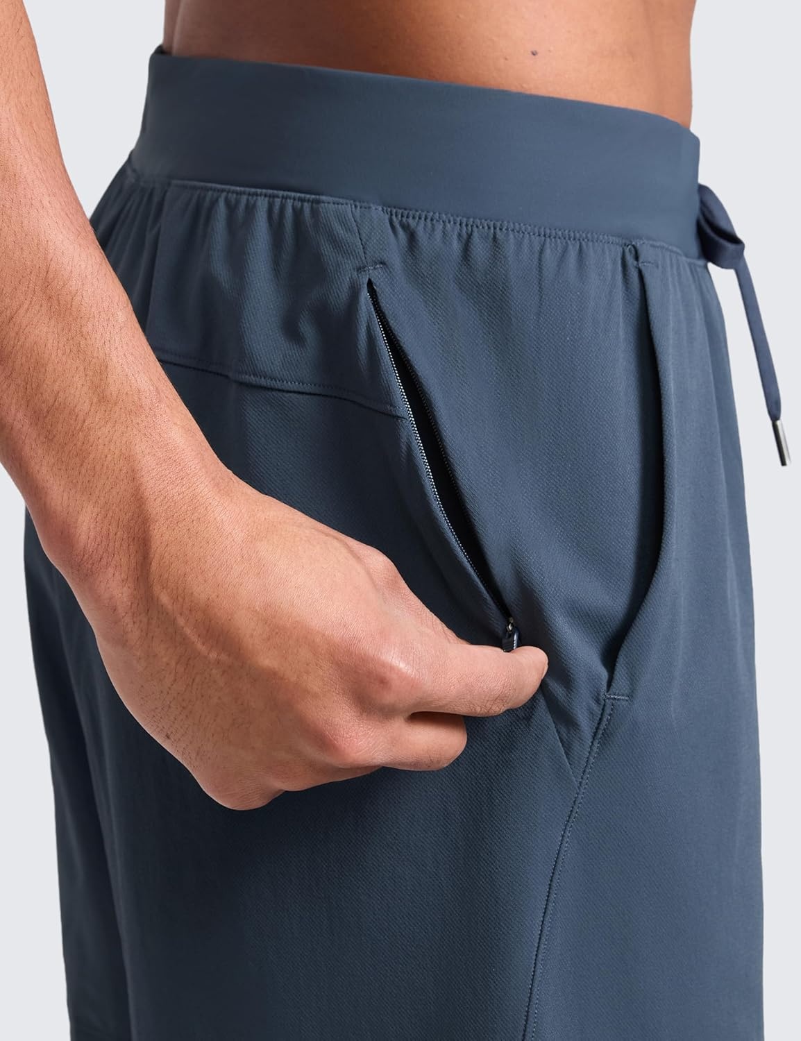 image:imageCRZ YOGA Mens Texture Training Shorts 5 Side Split Quick Dry Lightweight for Workout Running with Zipper PocketStelindigo