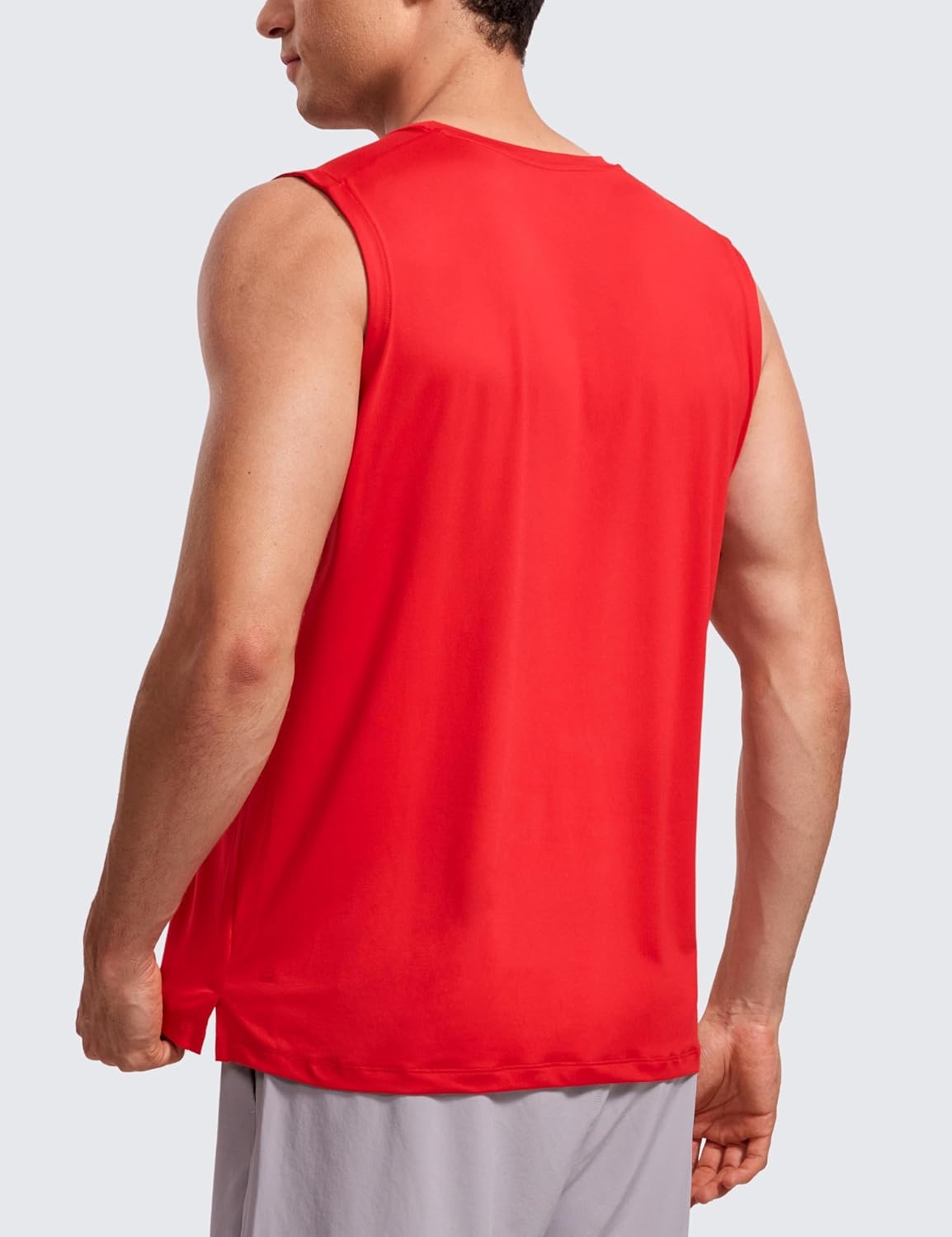 image:imageCRZ YOGA Mens Workout Sleeveless Shirt Quick Dry Stretchy Swim TShirts Athletic Gym Running Beach Tank TopDeep Red