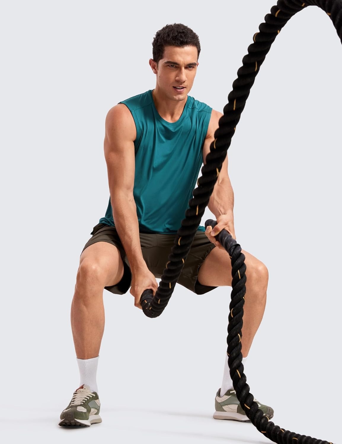 image:imageCRZ YOGA Mens Workout Sleeveless Shirt Quick Dry Stretchy Swim TShirts Athletic Gym Running Beach Tank TopGreen Jade