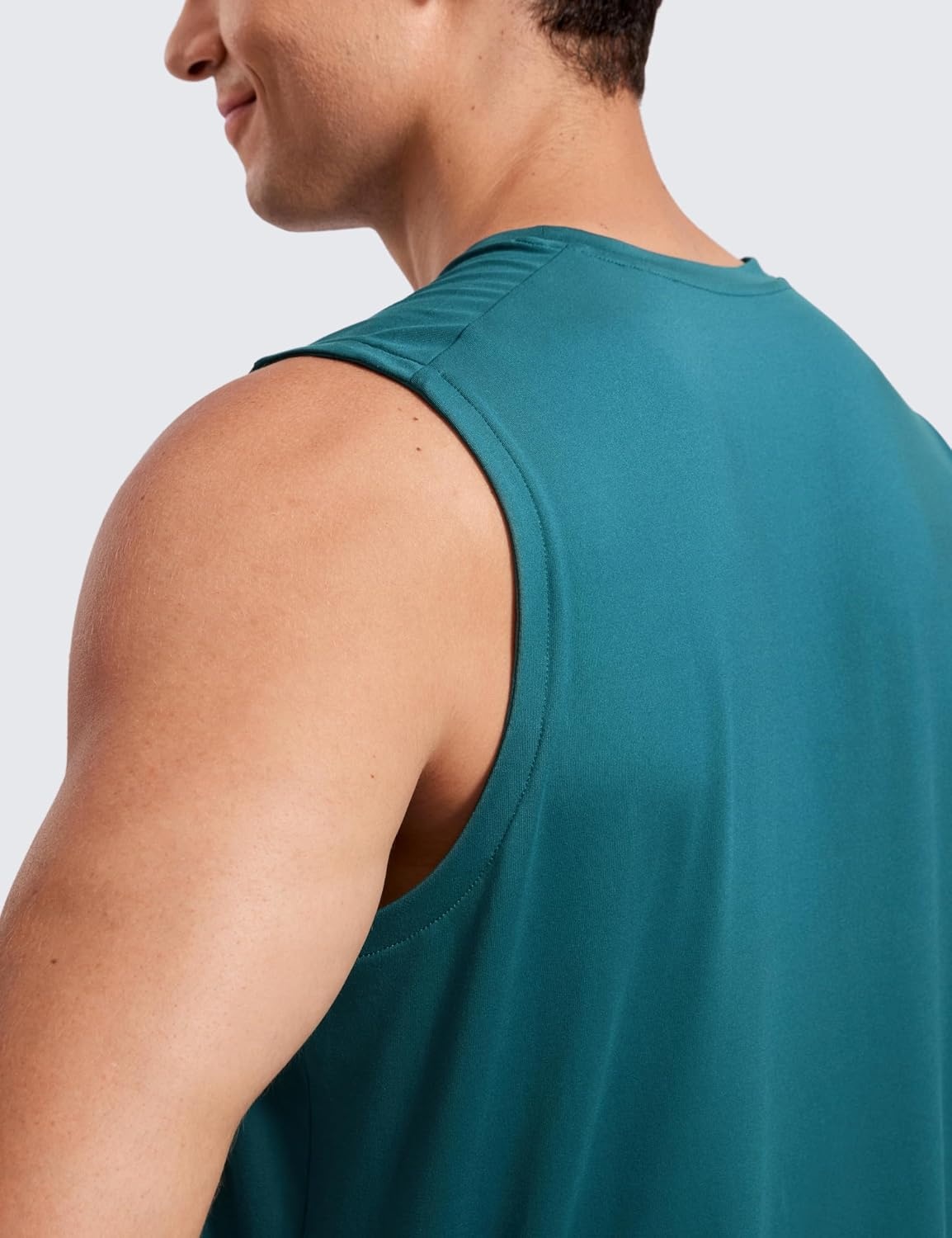 image:imageCRZ YOGA Mens Workout Sleeveless Shirt Quick Dry Stretchy Swim TShirts Athletic Gym Running Beach Tank TopGreen Jade