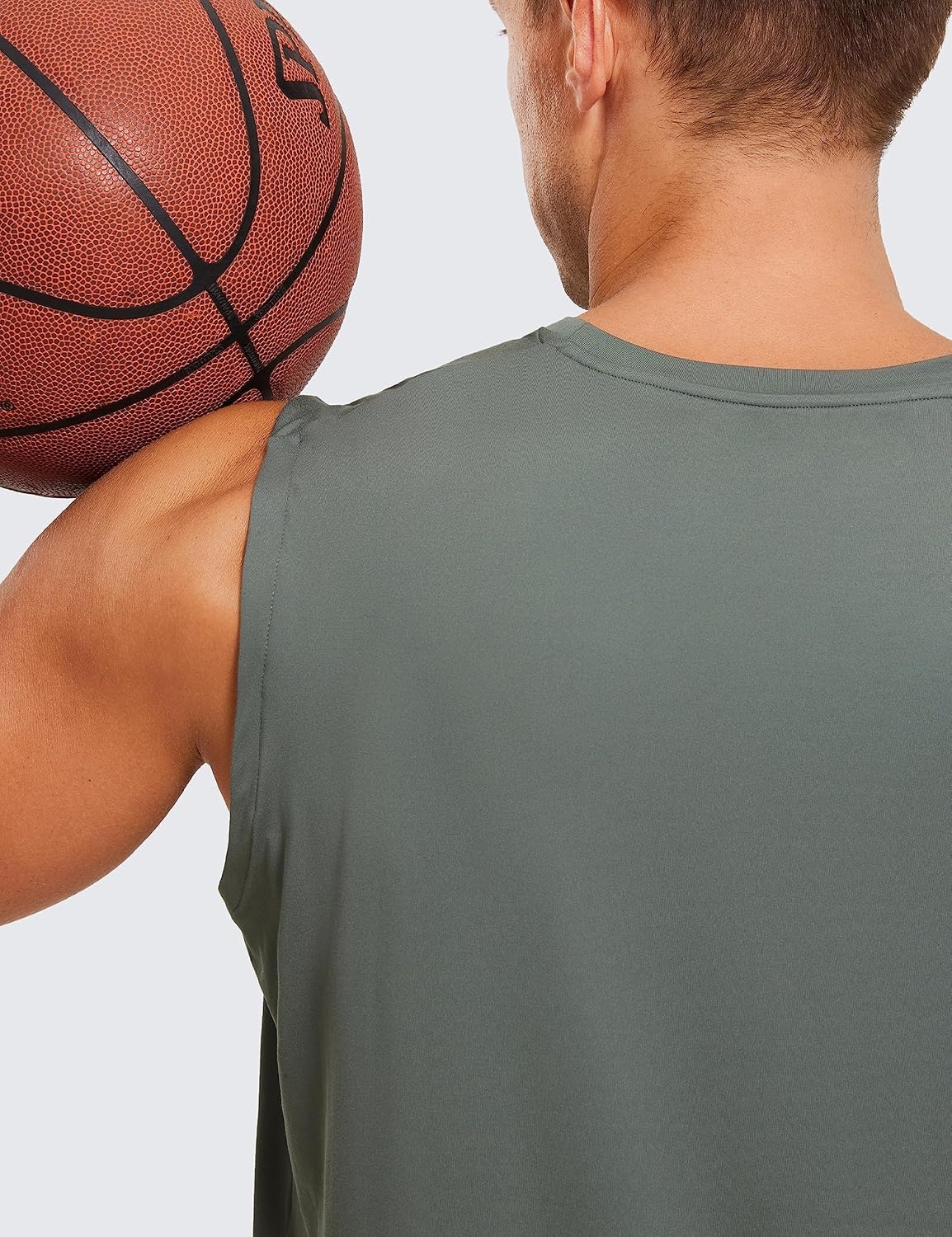 image:imageCRZ YOGA Mens Workout Sleeveless Shirt Quick Dry Stretchy Swim TShirts Athletic Gym Running Beach Tank TopGrey Sage