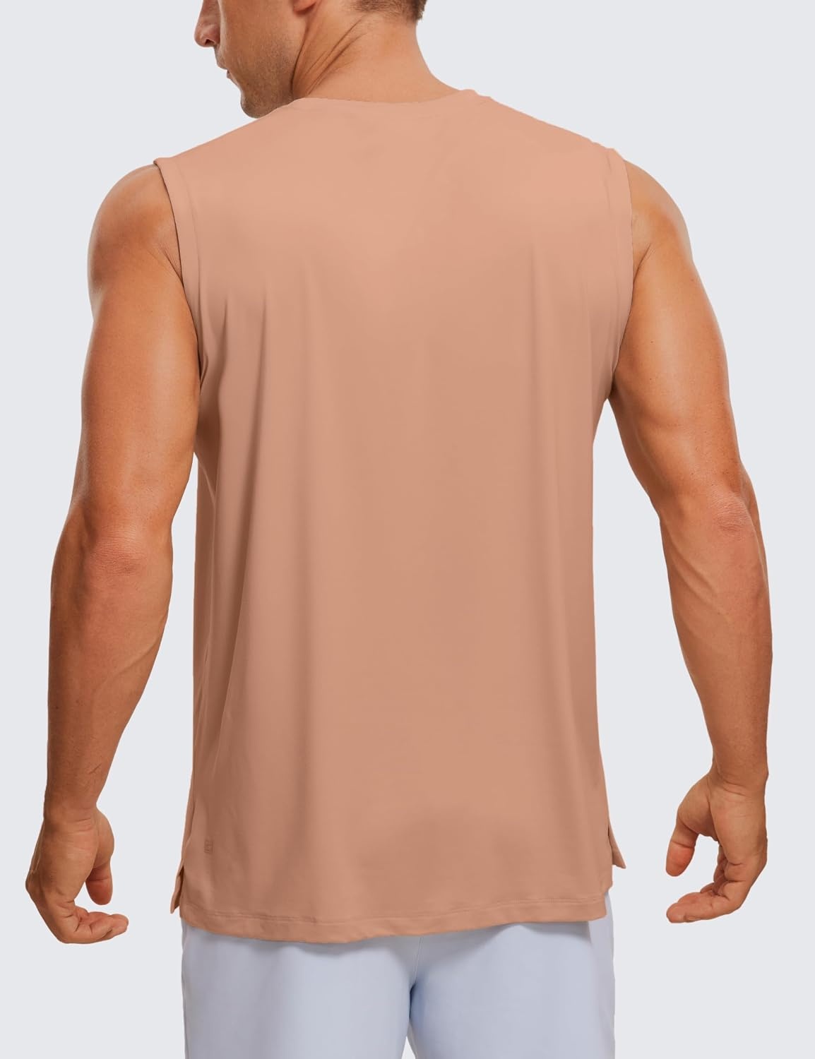 image:imageCRZ YOGA Mens Workout Sleeveless Shirt Quick Dry Stretchy Swim TShirts Athletic Gym Running Beach Tank TopMocha Mousse
