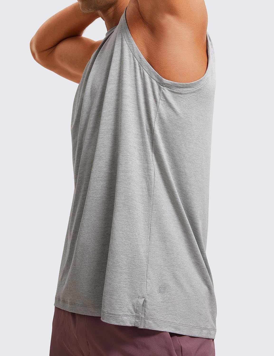 image:imageCRZ YOGA Mens Workout Sleeveless Shirt Quick Dry Stretchy Swim TShirts Athletic Gym Running Beach Tank TopSilver Mist