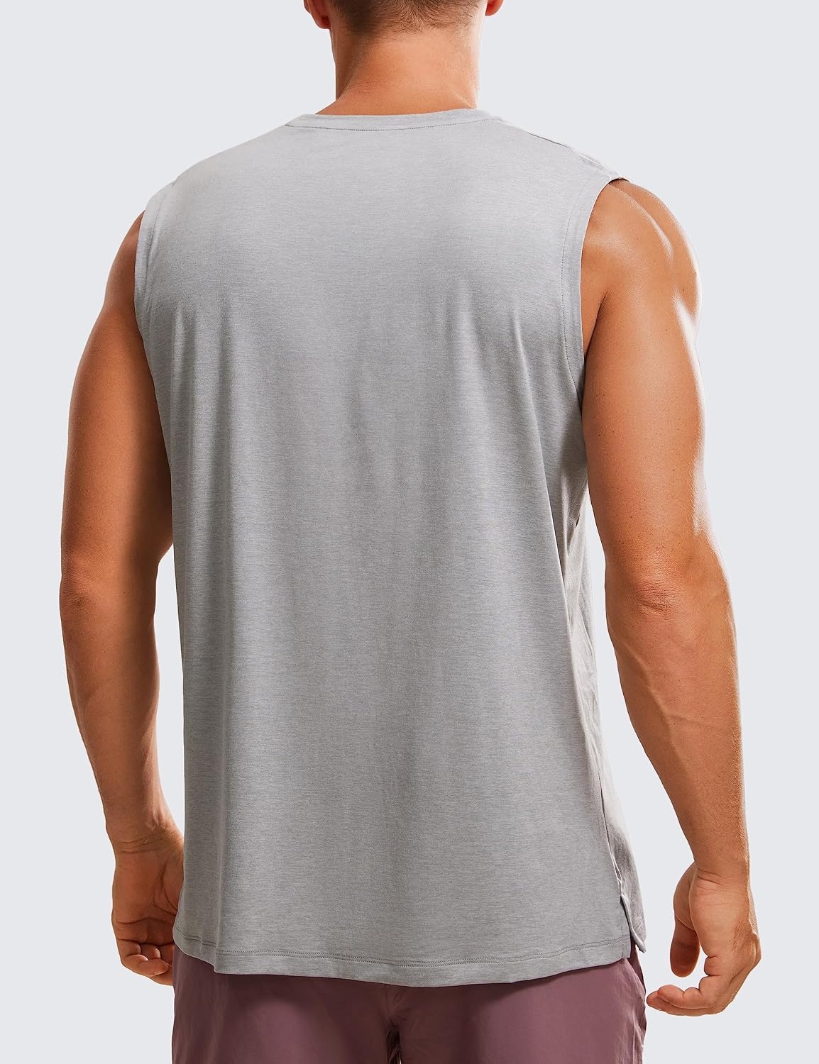 image:imageCRZ YOGA Mens Workout Sleeveless Shirt Quick Dry Stretchy Swim TShirts Athletic Gym Running Beach Tank TopSilver Mist