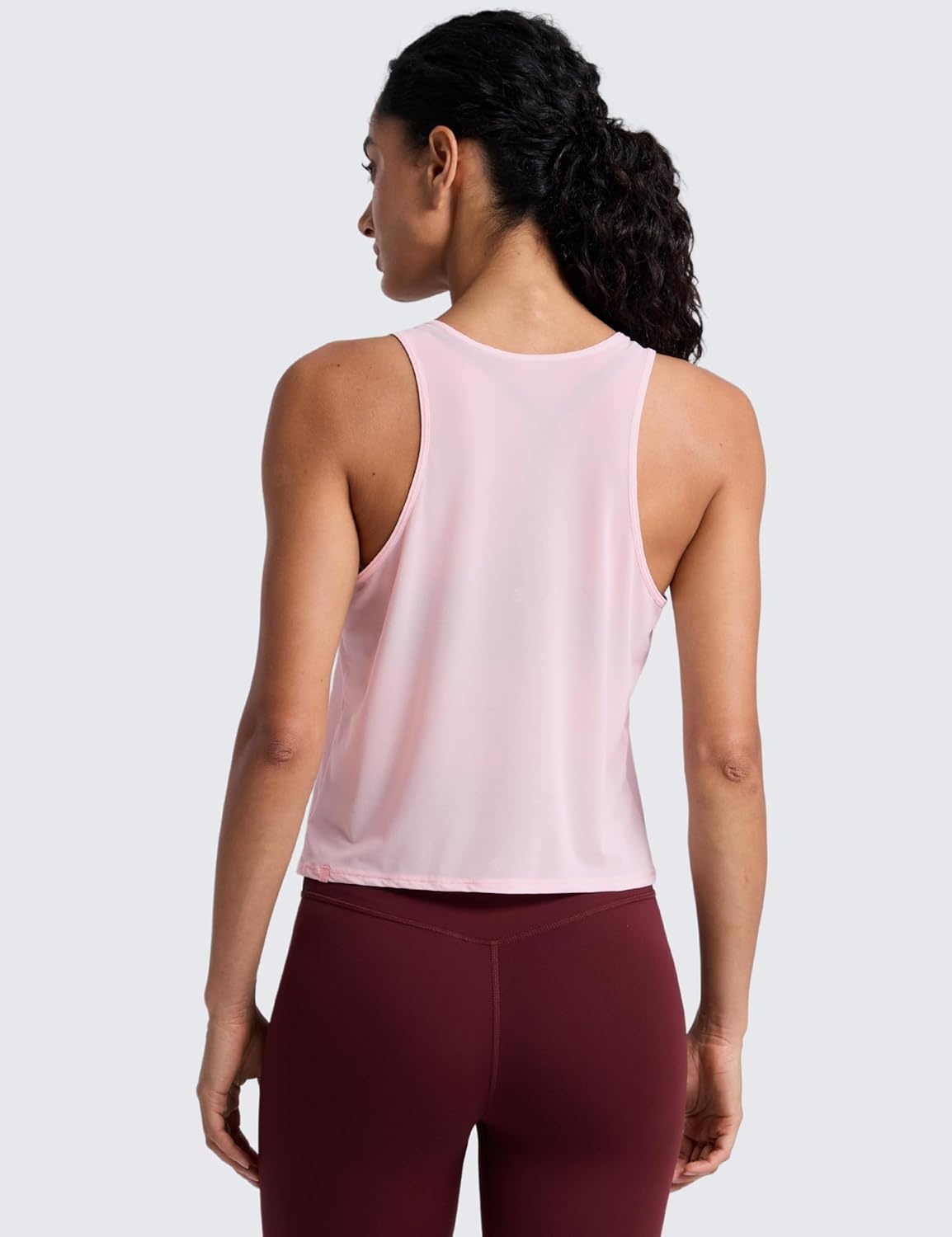 image:imageCRZ YOGA Mesh Workout Tank Tops for Women Athletic Sheer Scoop Neck Cover Up Breathable Summer Sleeveless ShirtsStrawberry Pink